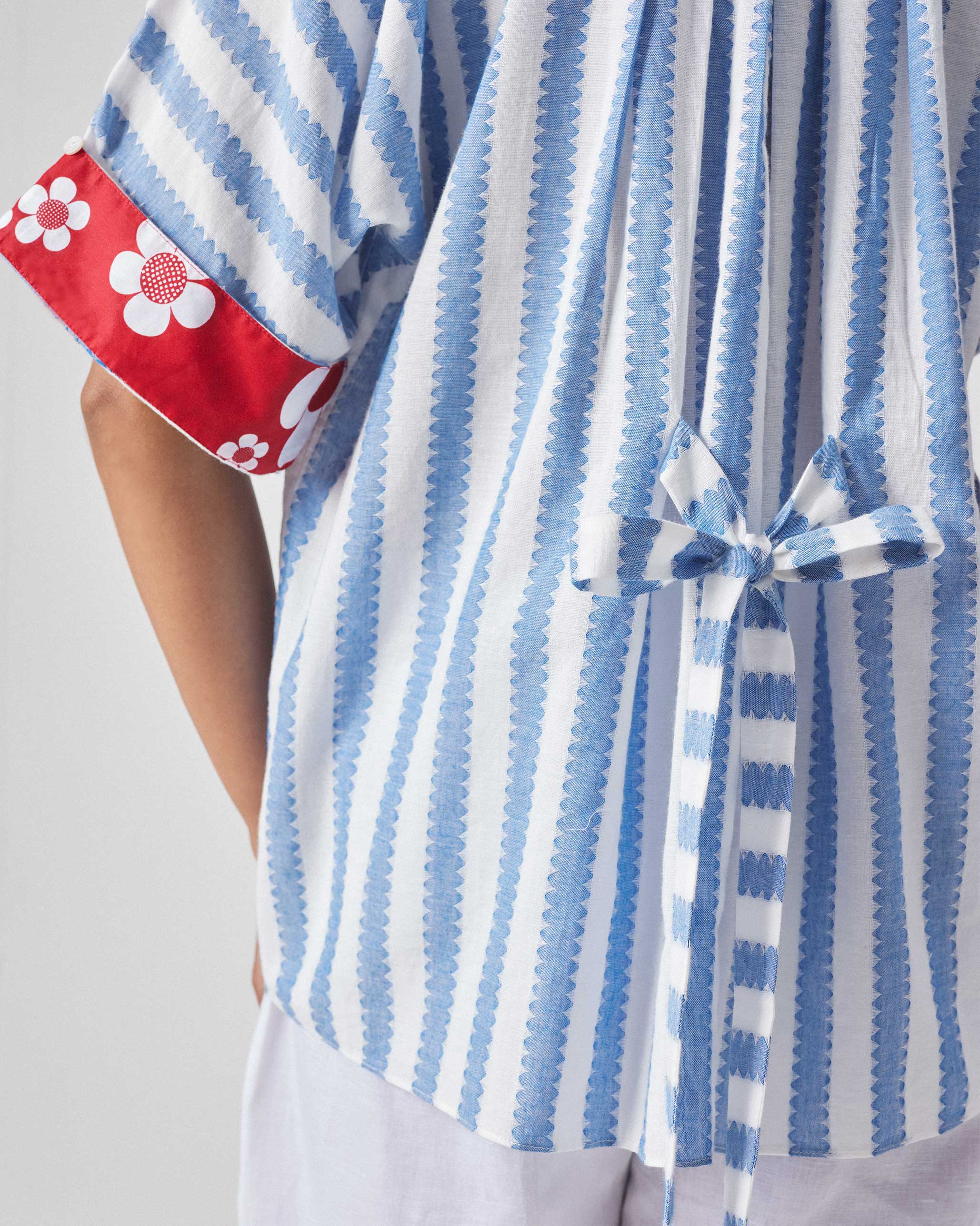 Moshi Back Tie Top - Blue & White Stripes