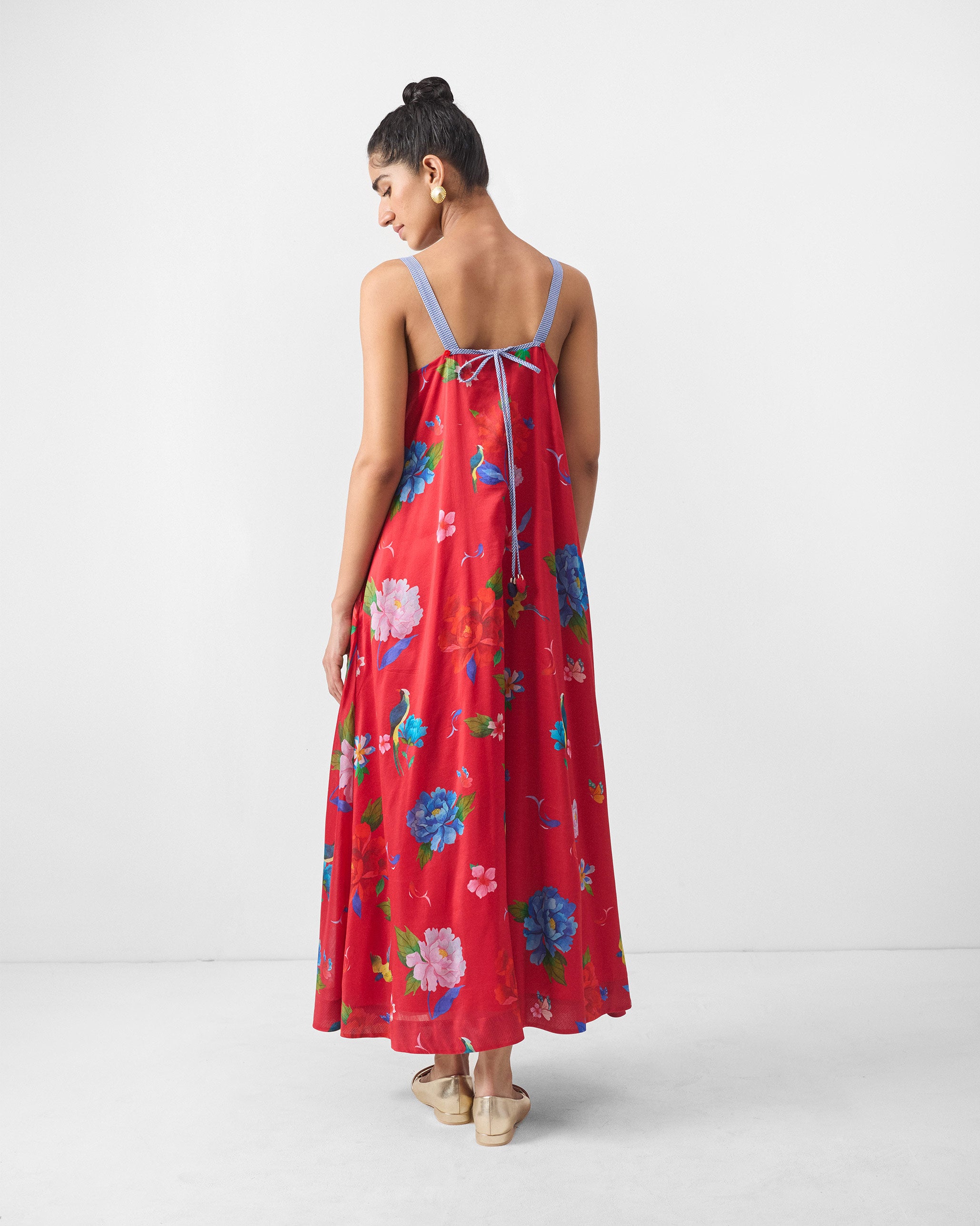 Sakura Strappy Dress - Red Print