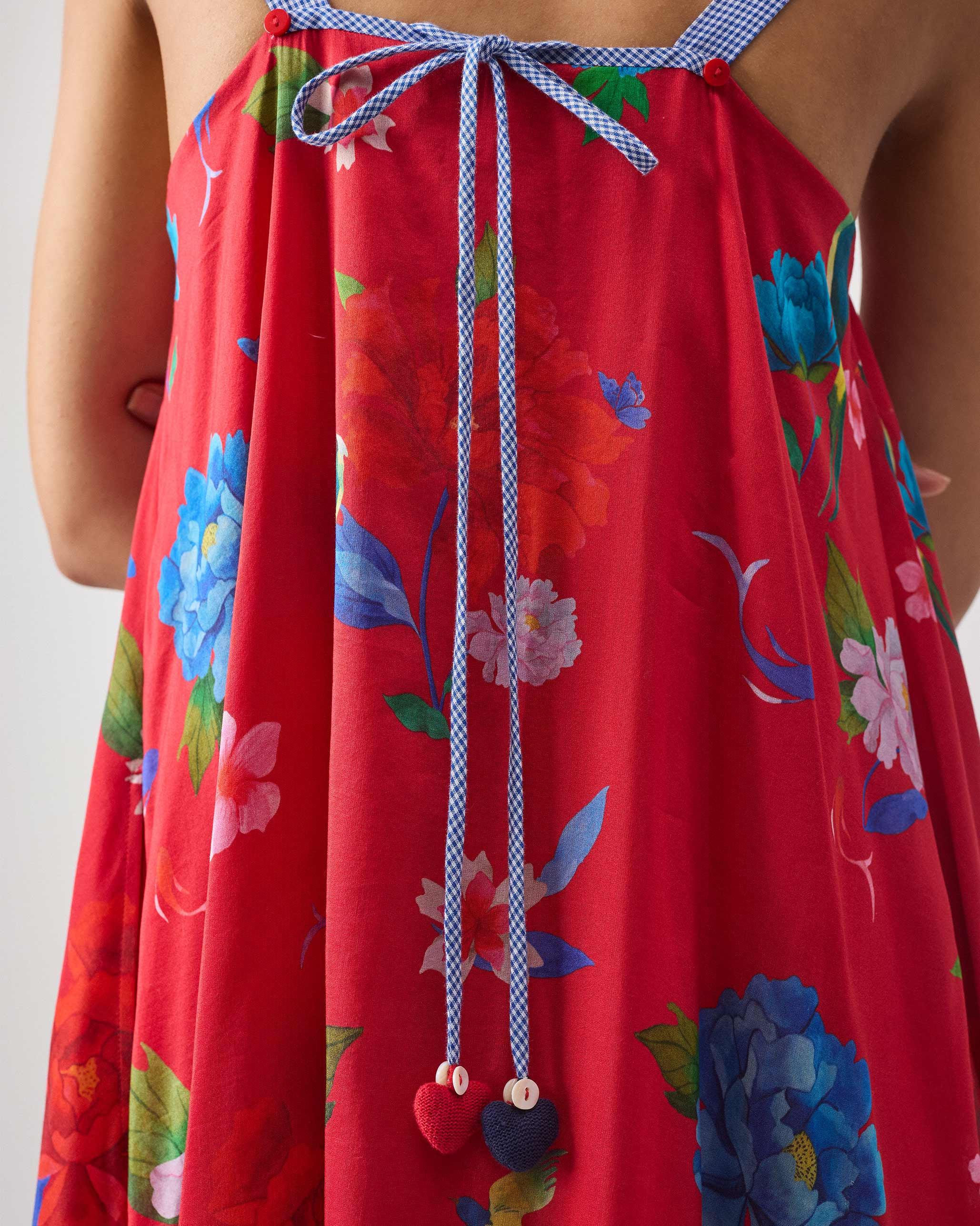 Sakura Strappy Dress - Red Print