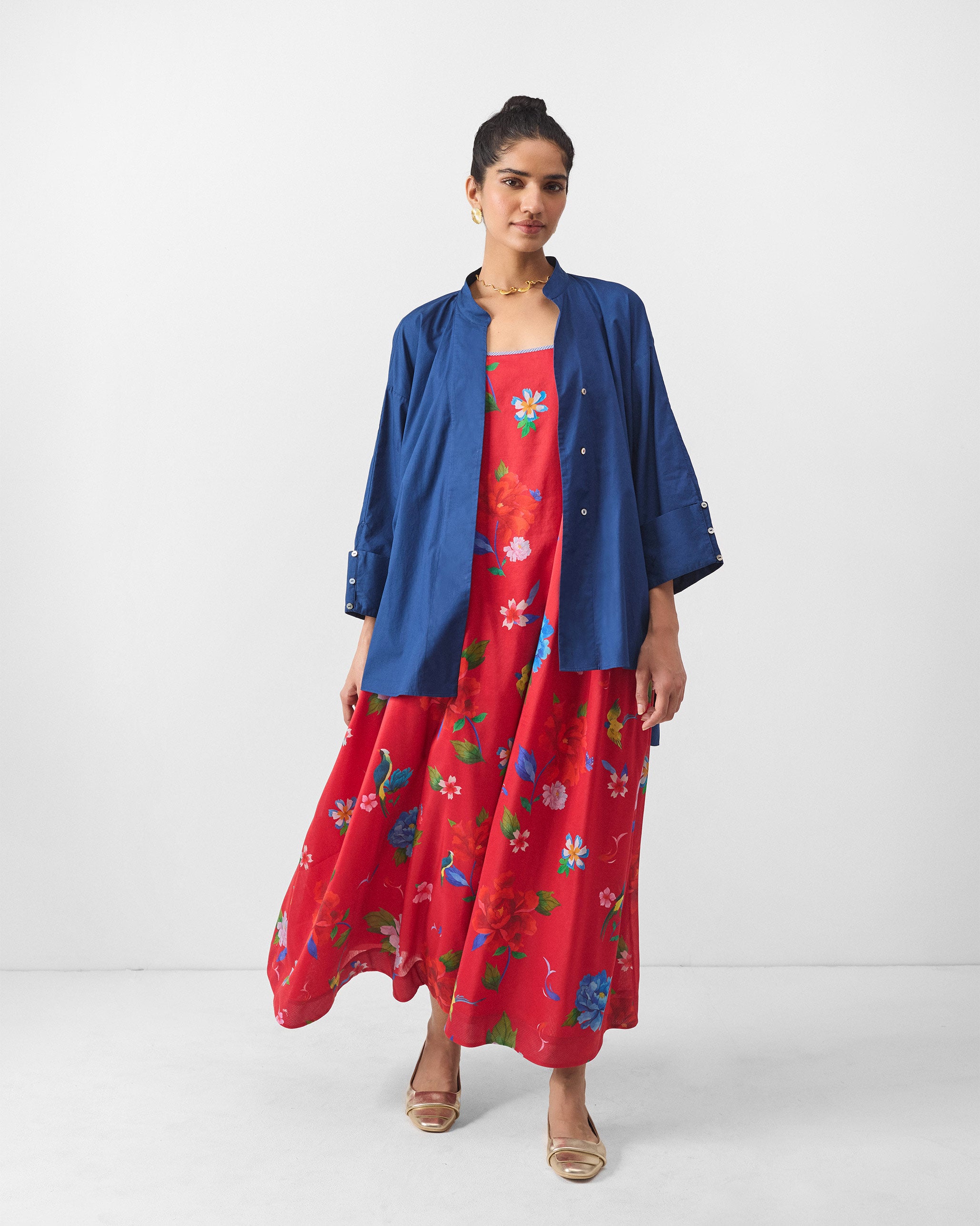 Sakura Strappy Dress - Red Print