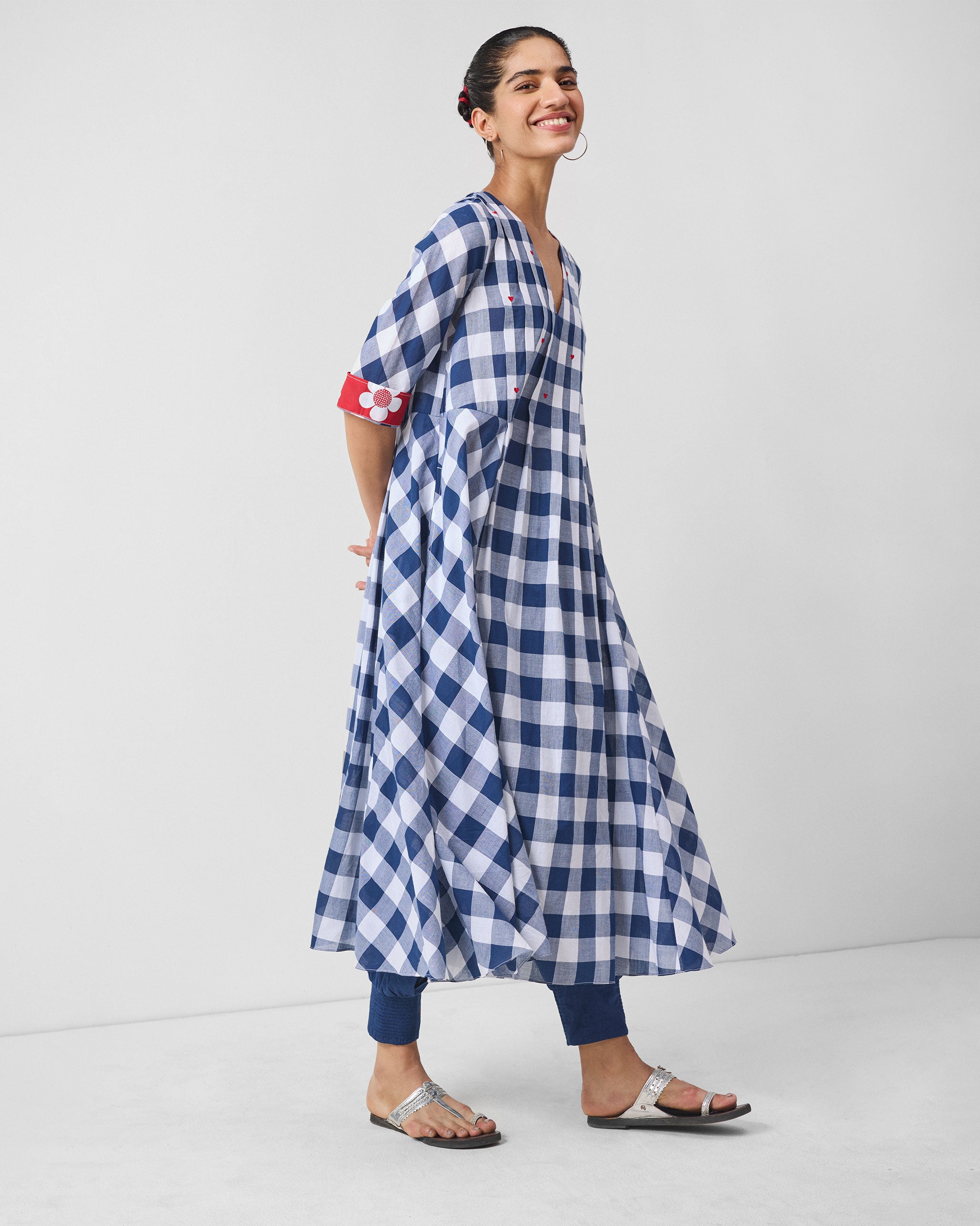 Arigato Kurta - Blue & White Checks