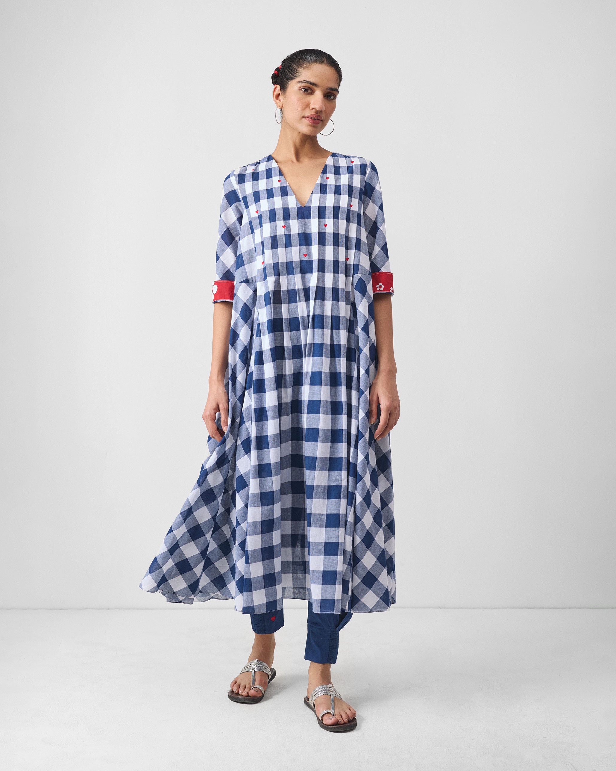 Arigato Kurta - Blue & White Checks
