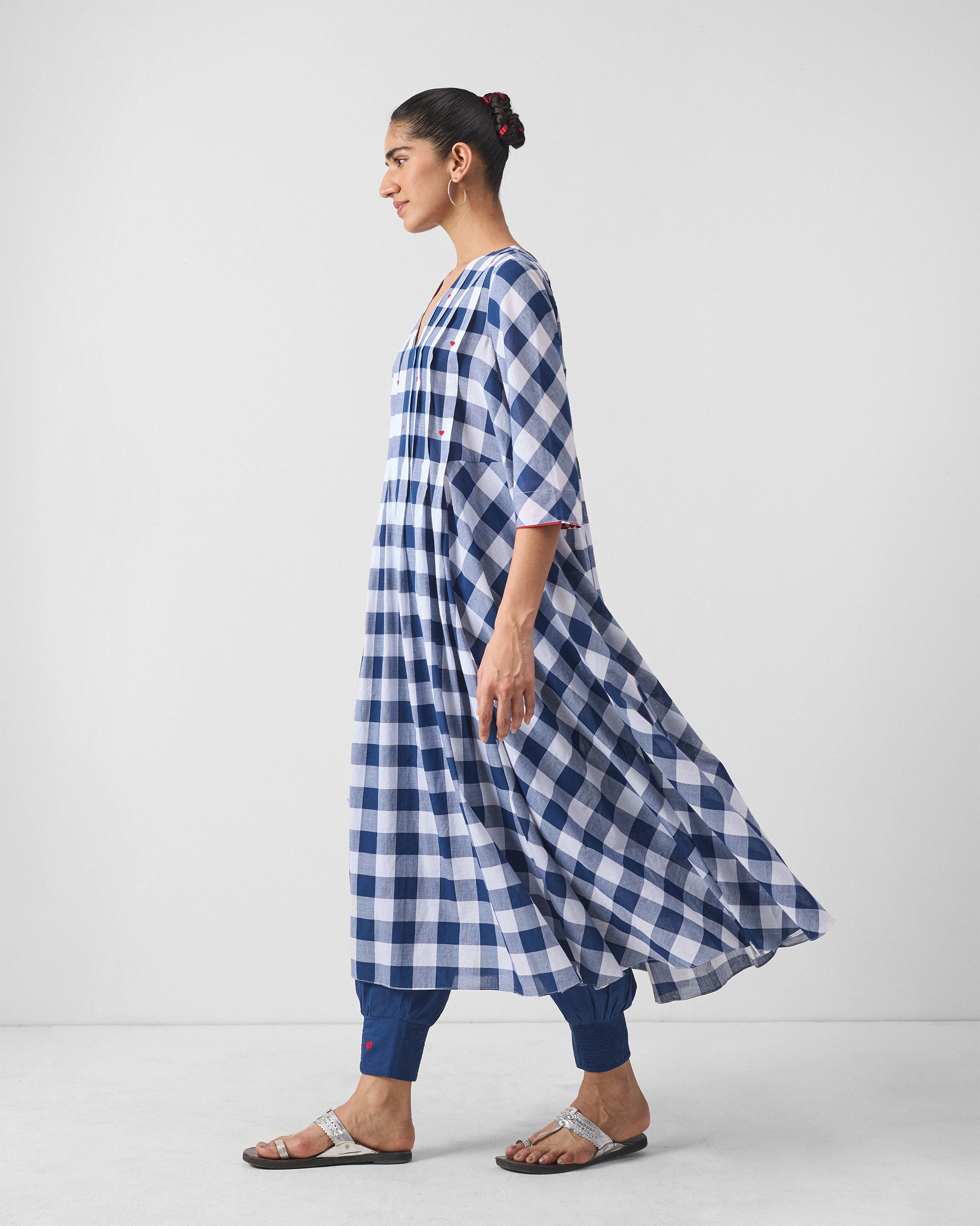 Arigato Kurta - Blue & White Checks