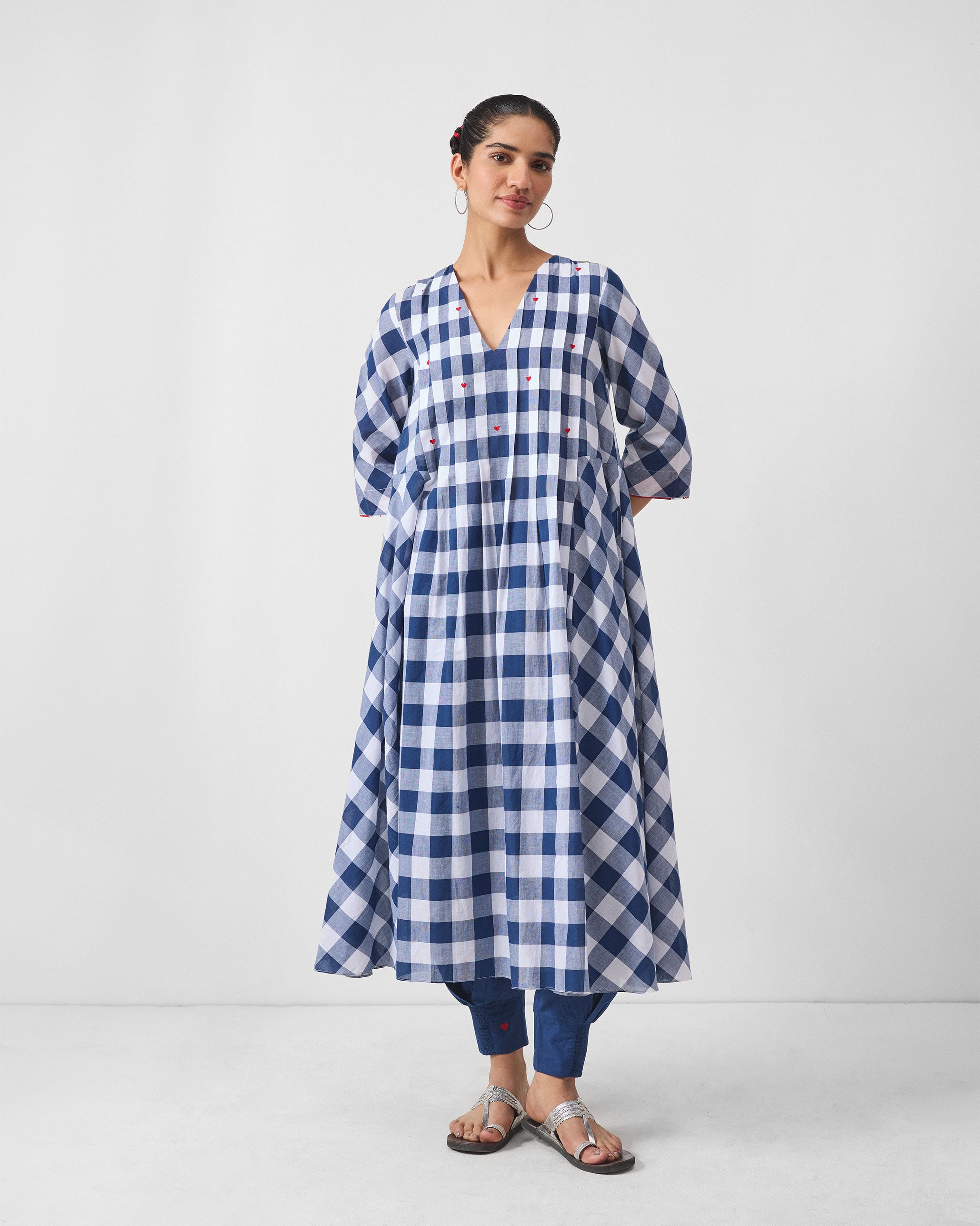 Arigato Kurta - Blue & White Checks