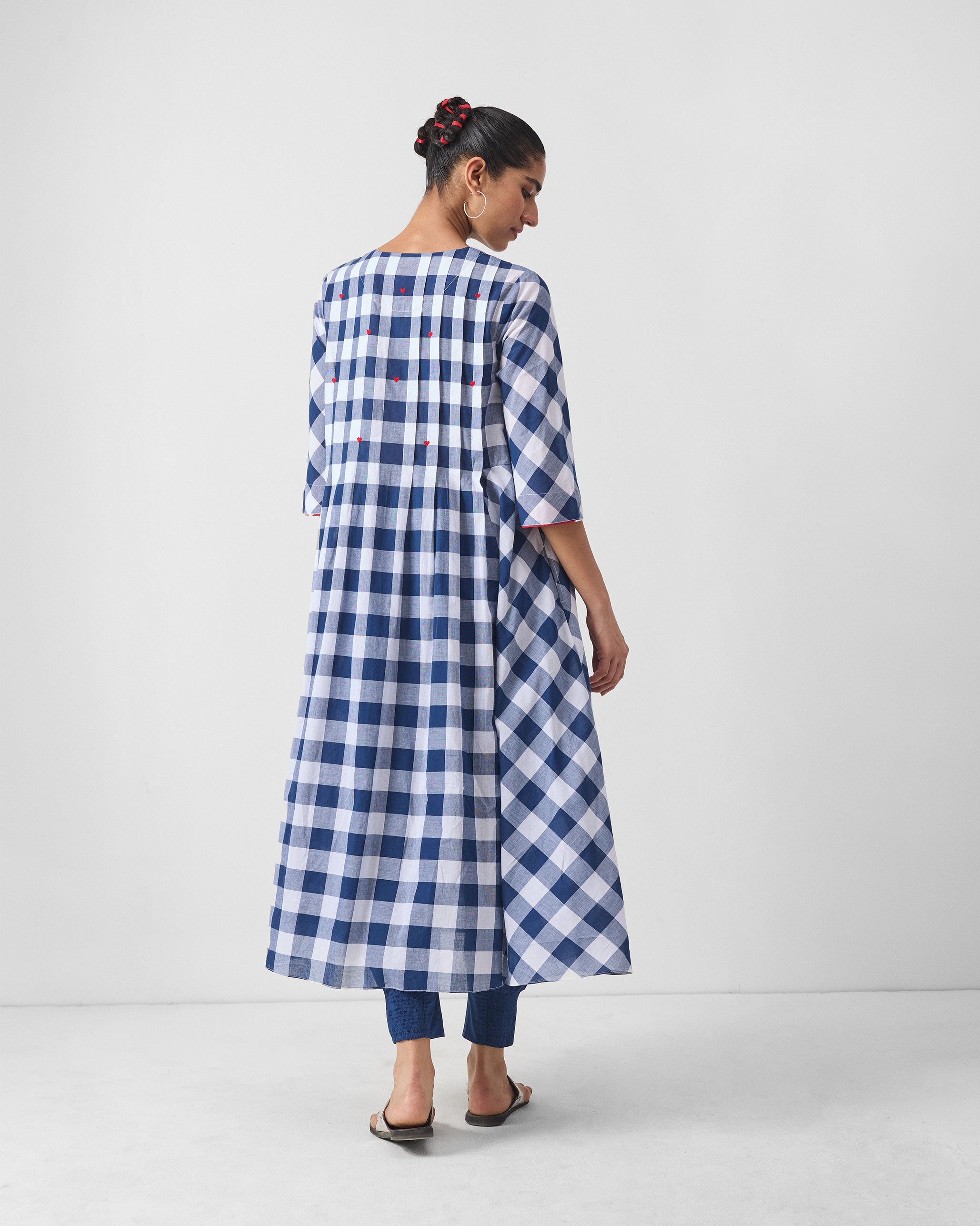 Arigato Kurta - Blue & White Checks