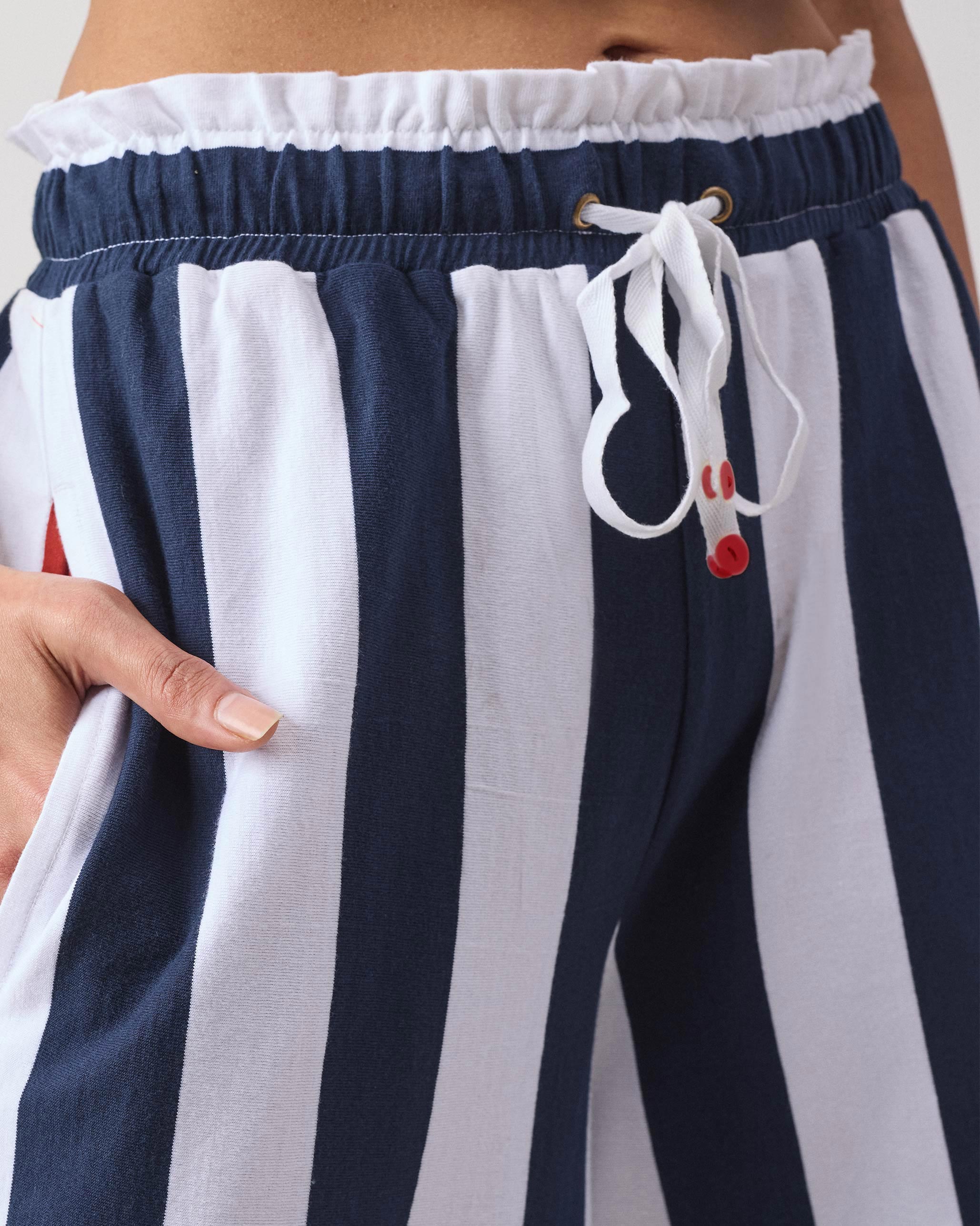 Nova Lounge Pants - Navy & White Stripes