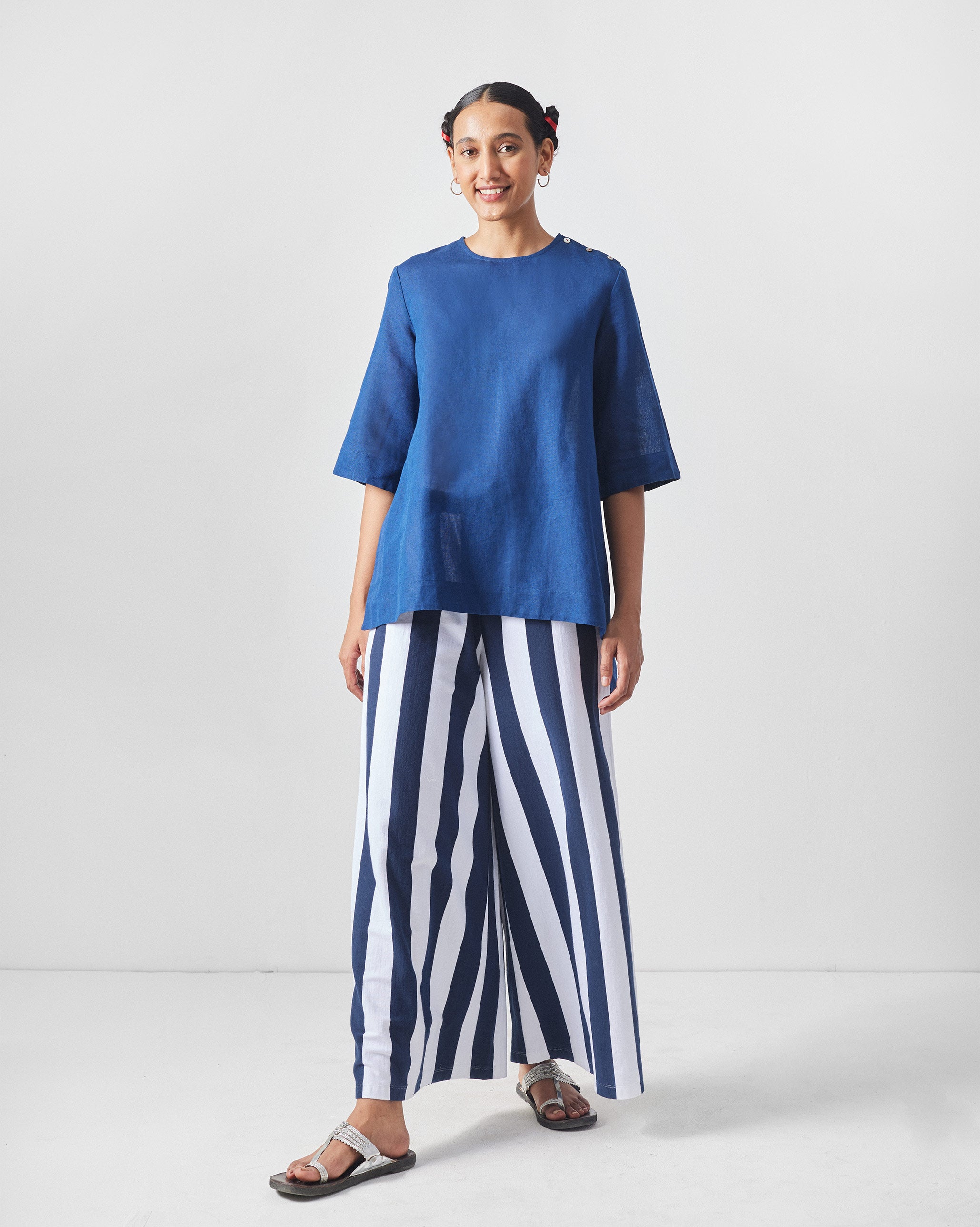 Nova Lounge Pants - Navy & White Stripes
