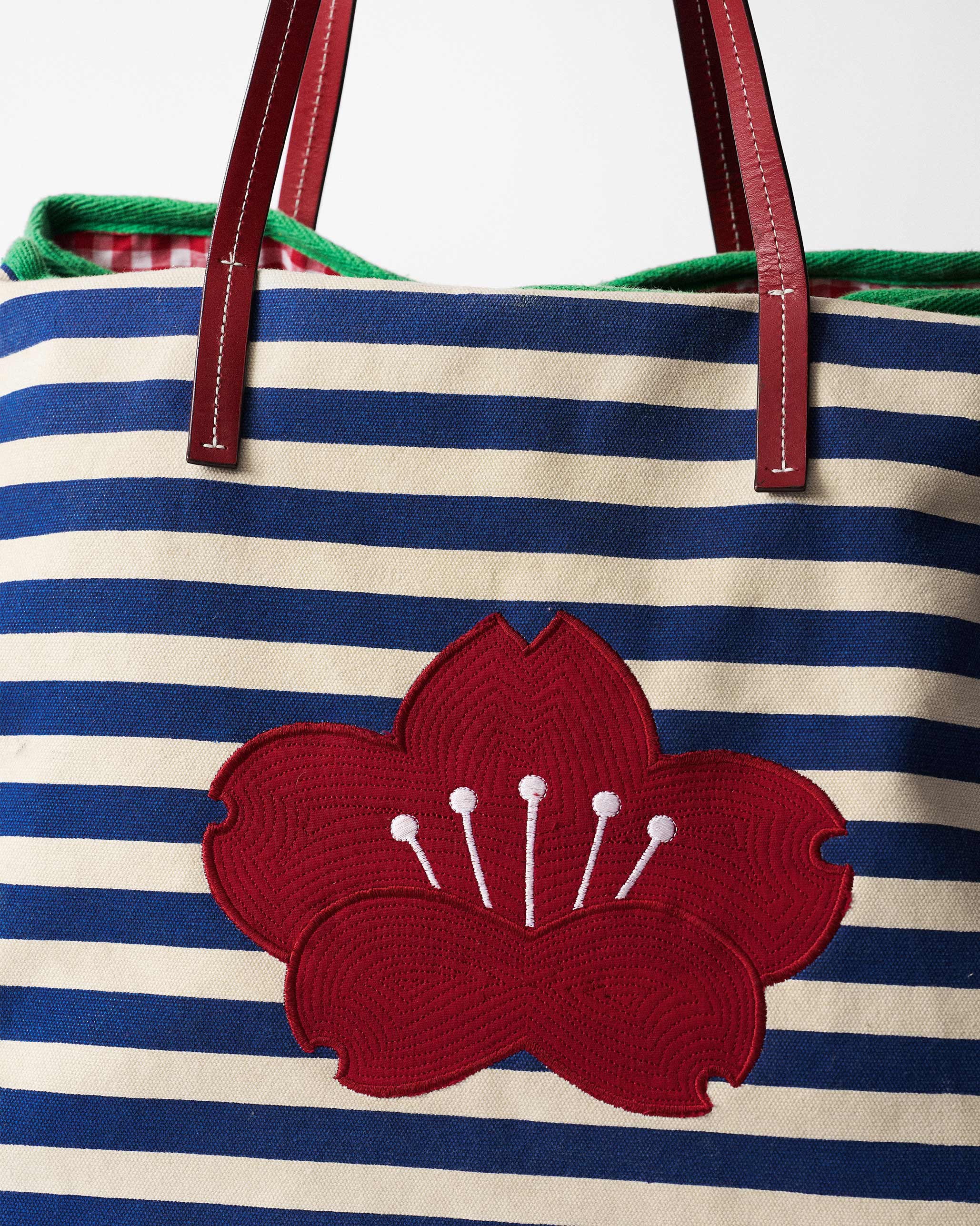 Crimson Bloom Bag - Blue & White Stripes