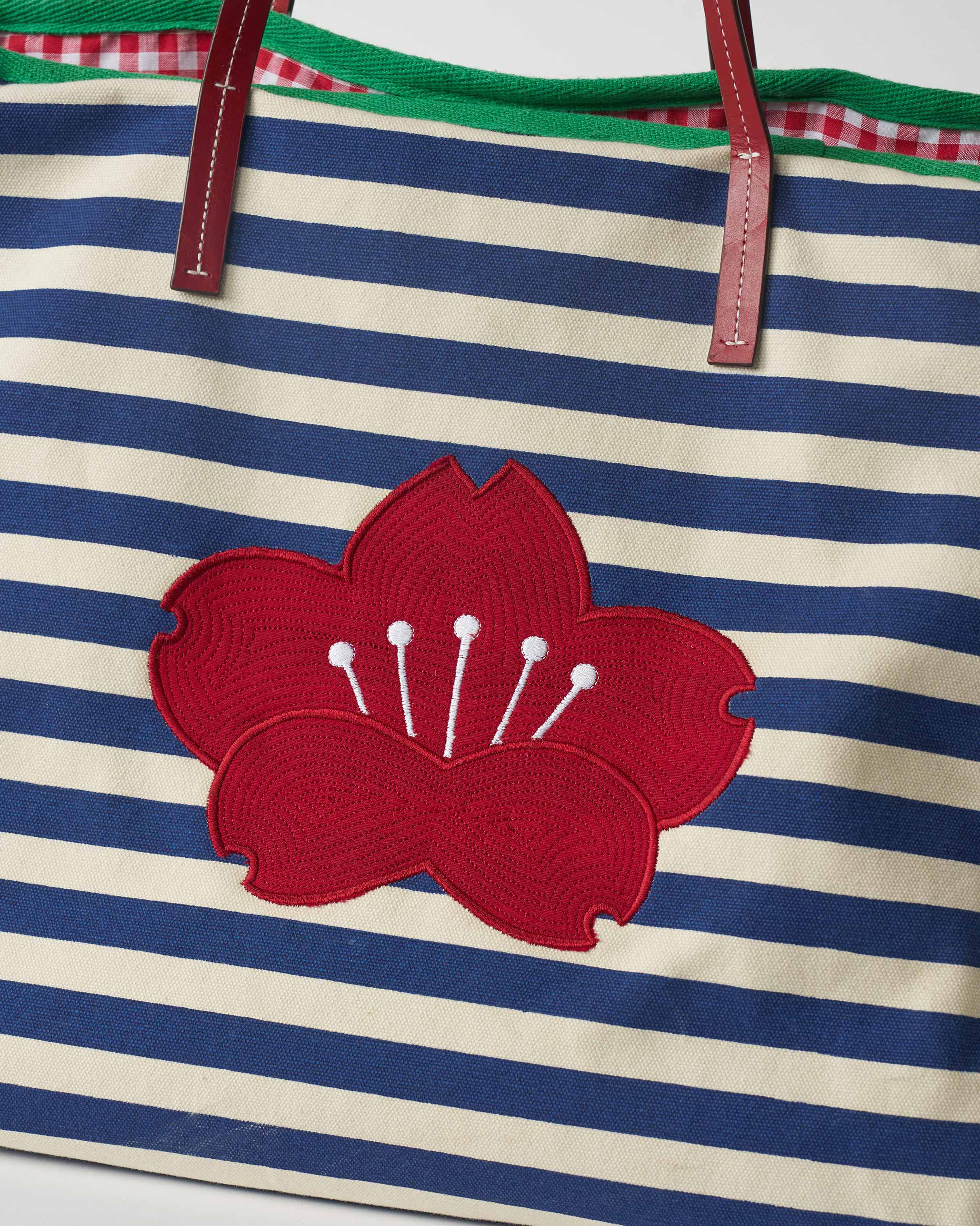 Crimson Bloom Bag - Blue & White Stripes