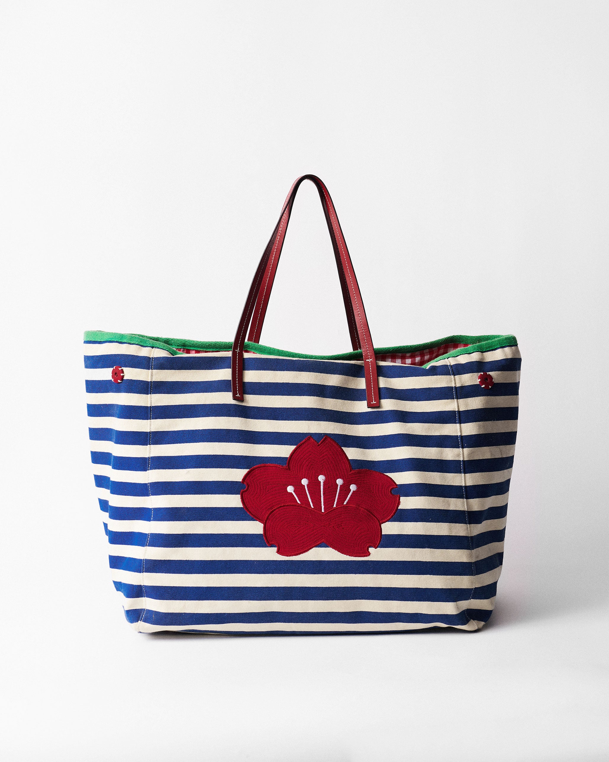 Crimson Bloom Bag - Blue & White Stripes