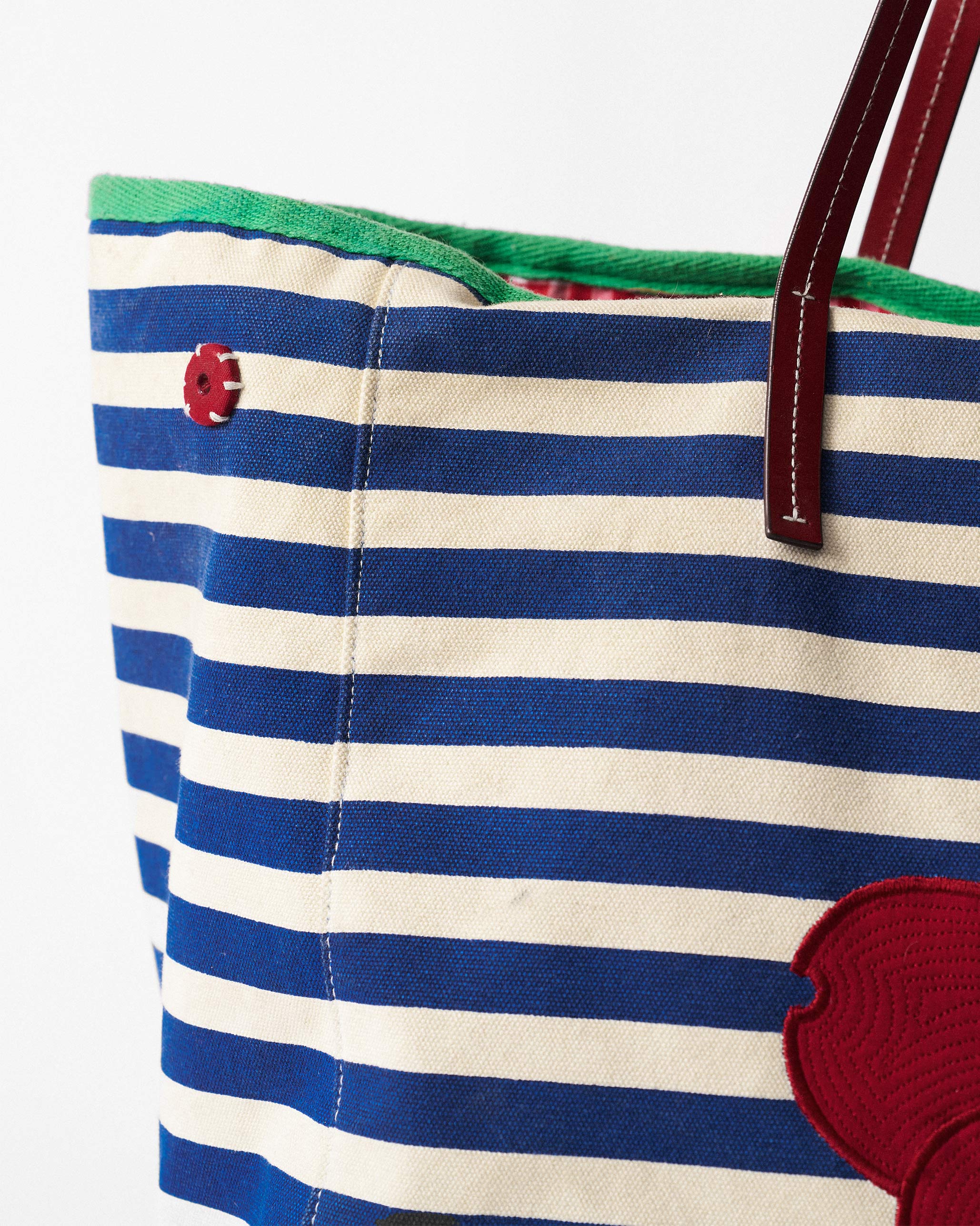 Crimson Bloom Bag - Blue & White Stripes