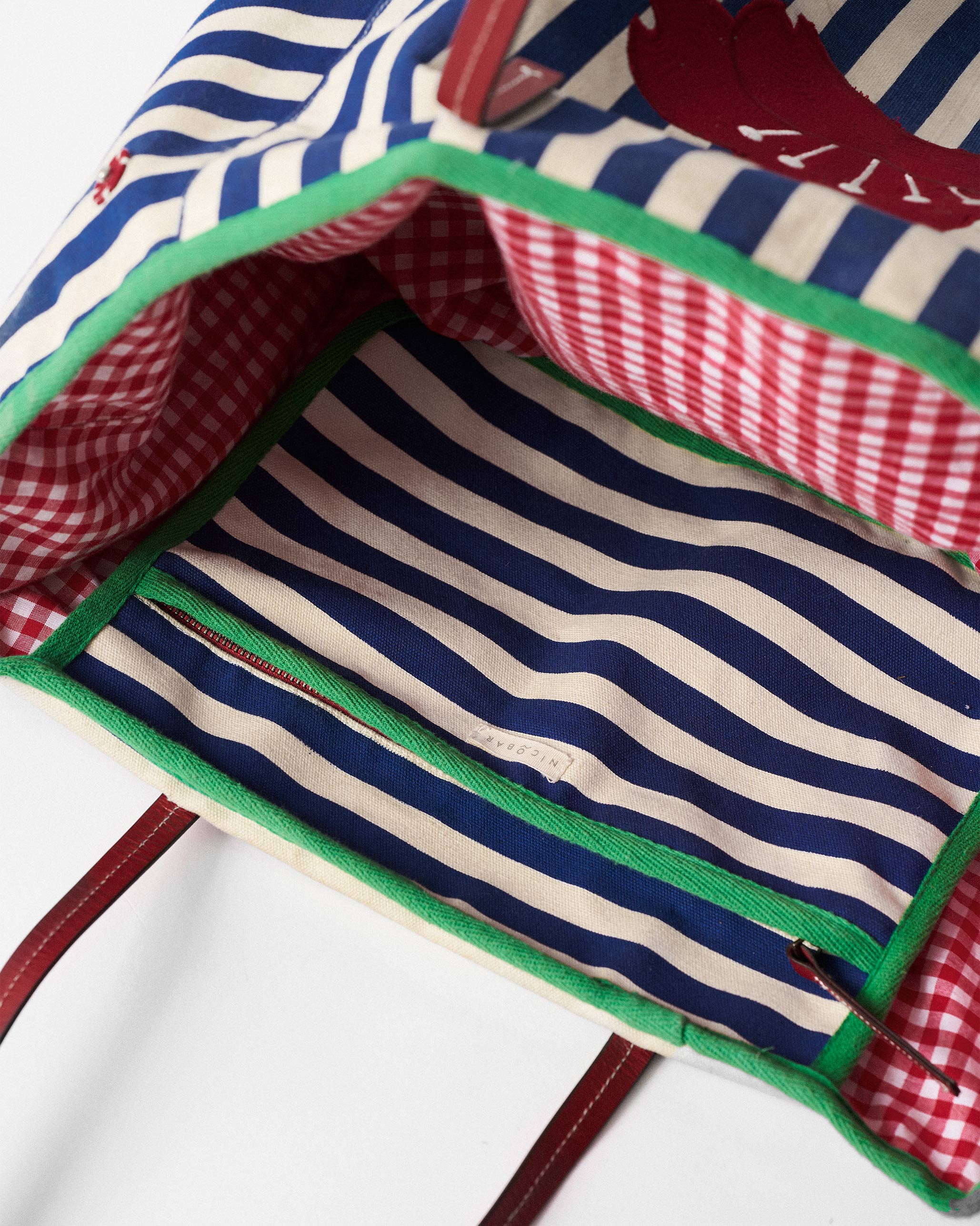 Crimson Bloom Bag - Blue & White Stripes