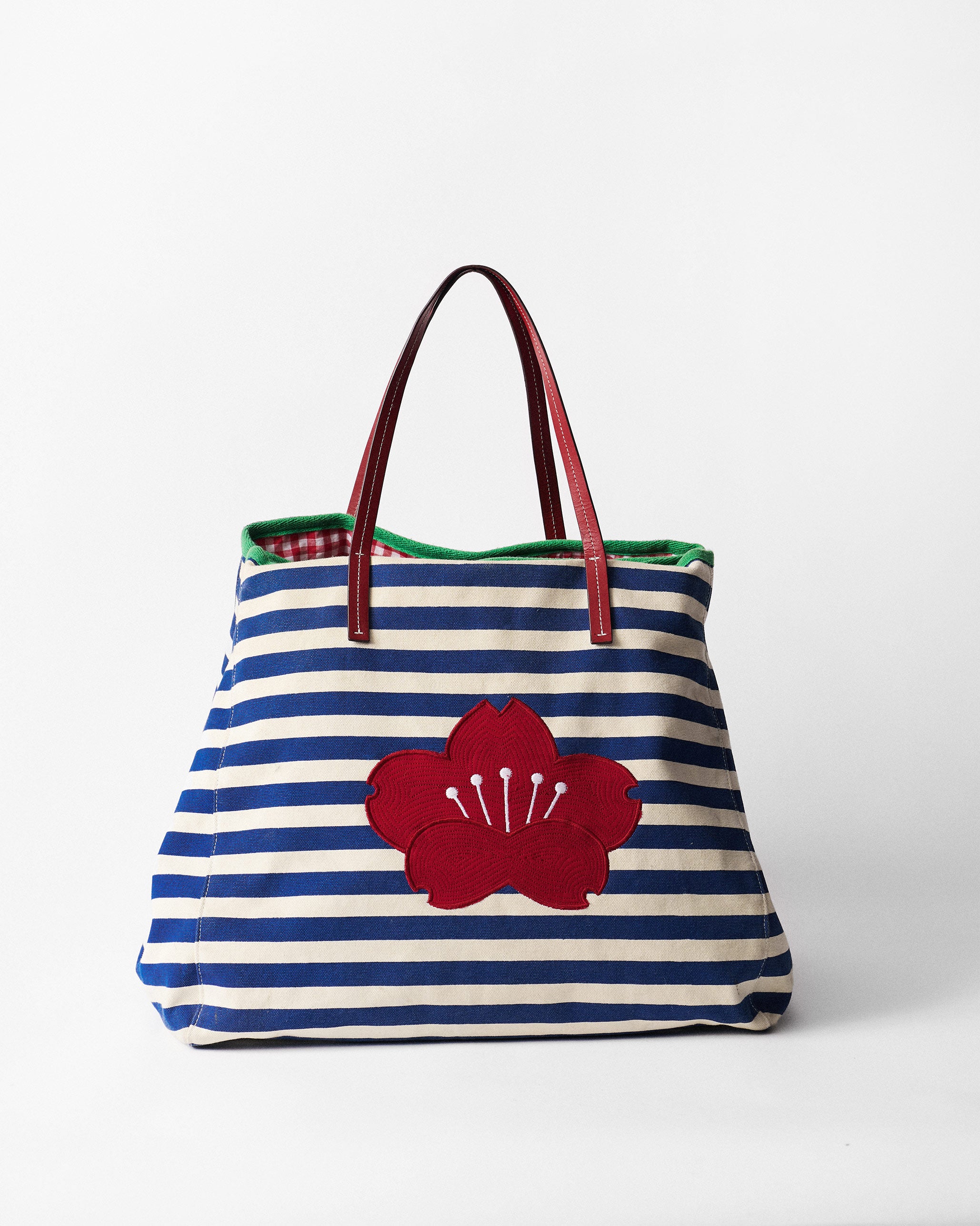 Crimson Bloom Bag - Blue & White Stripes