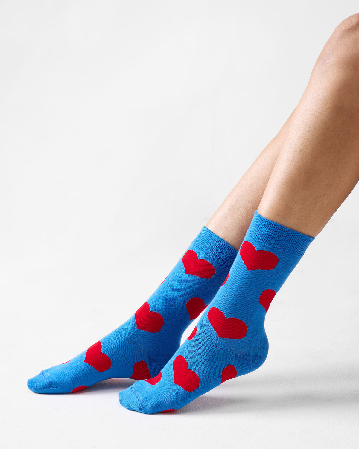 Happy Heart Socks - Cobalt Blue & Red