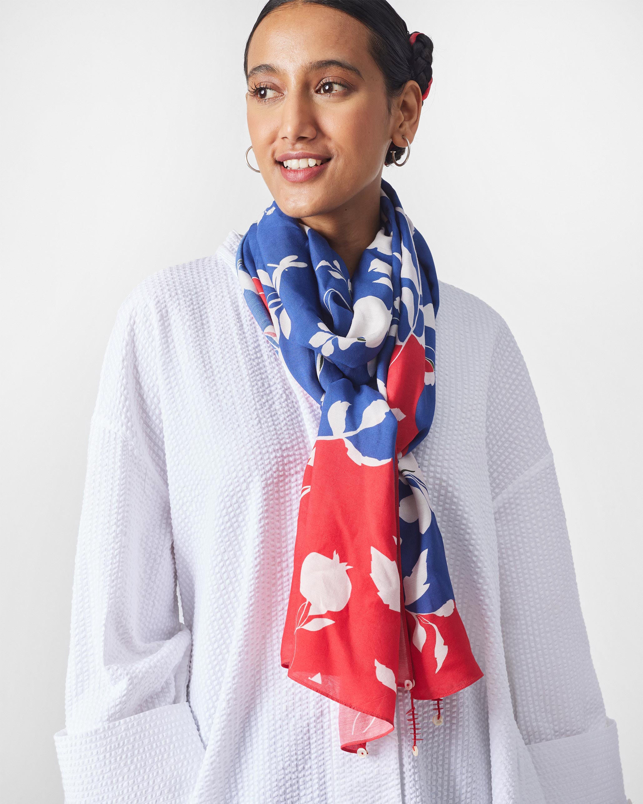 Hana Scarf - Blue & Red