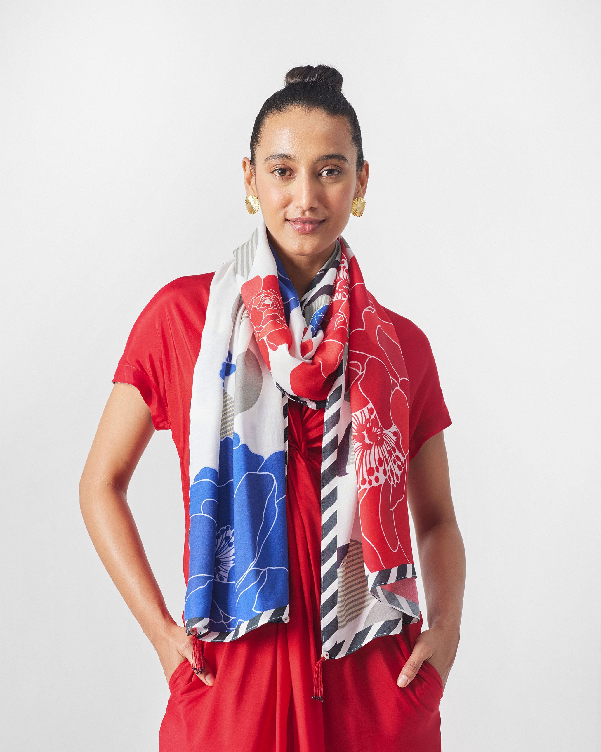 Peony Scarf - Red