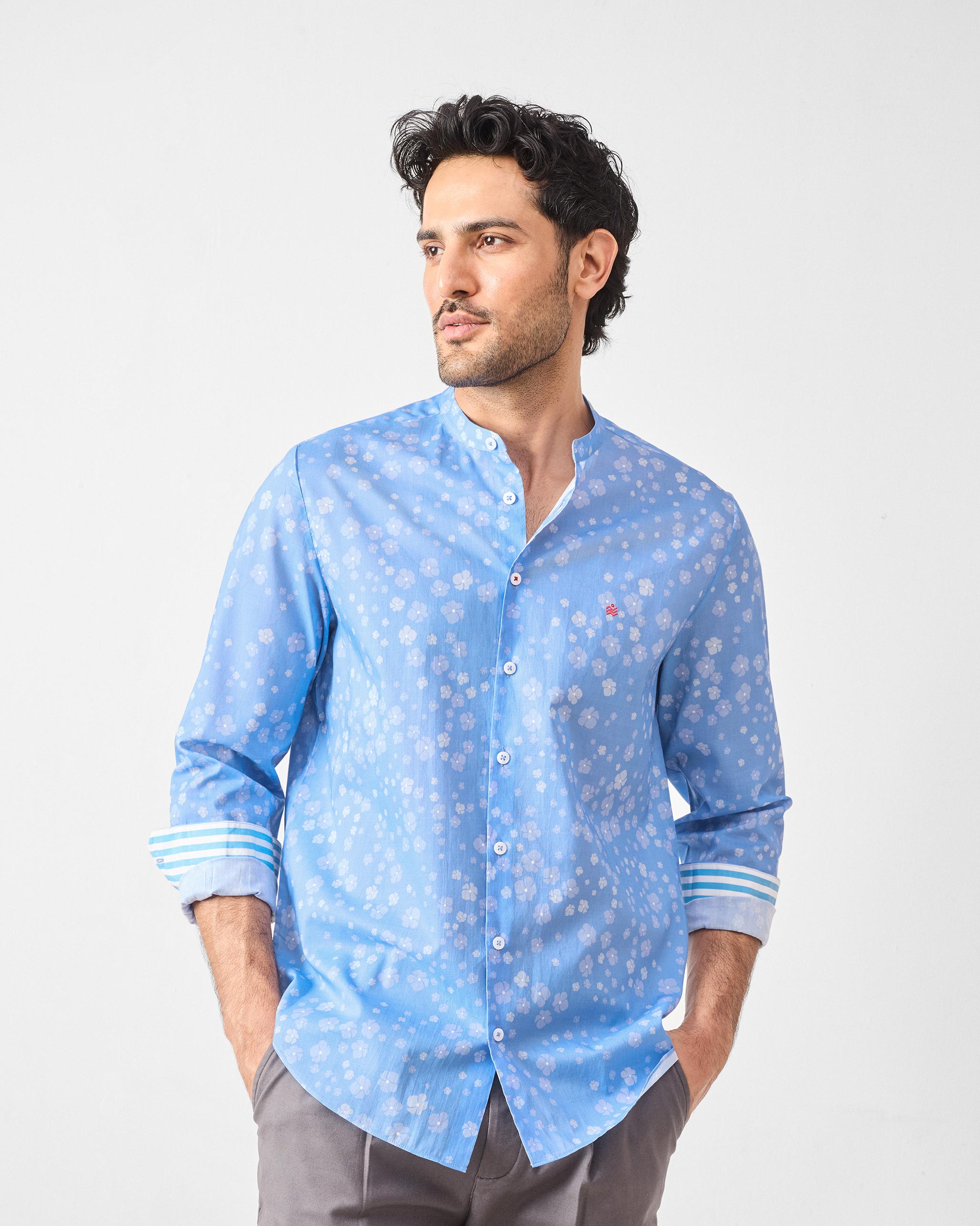 Nawab Shirt - Blue Printed