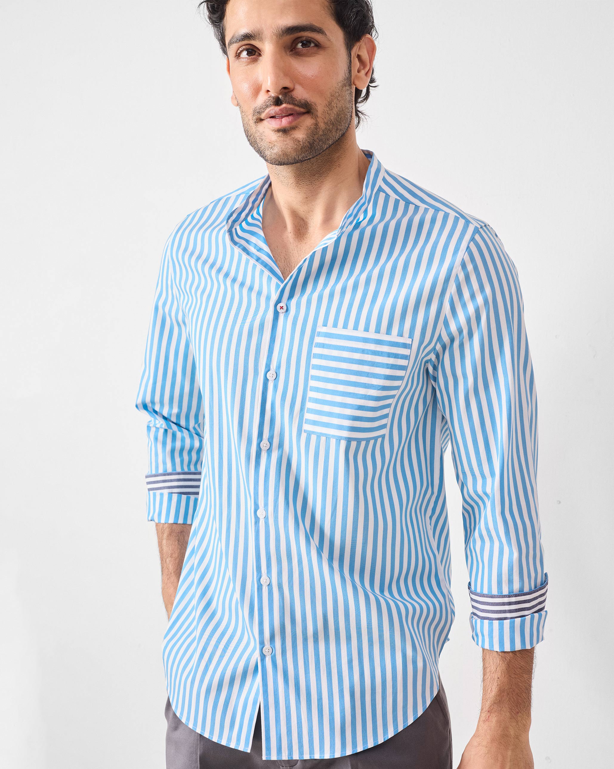 Ross Shirt - Blue & White Stripes