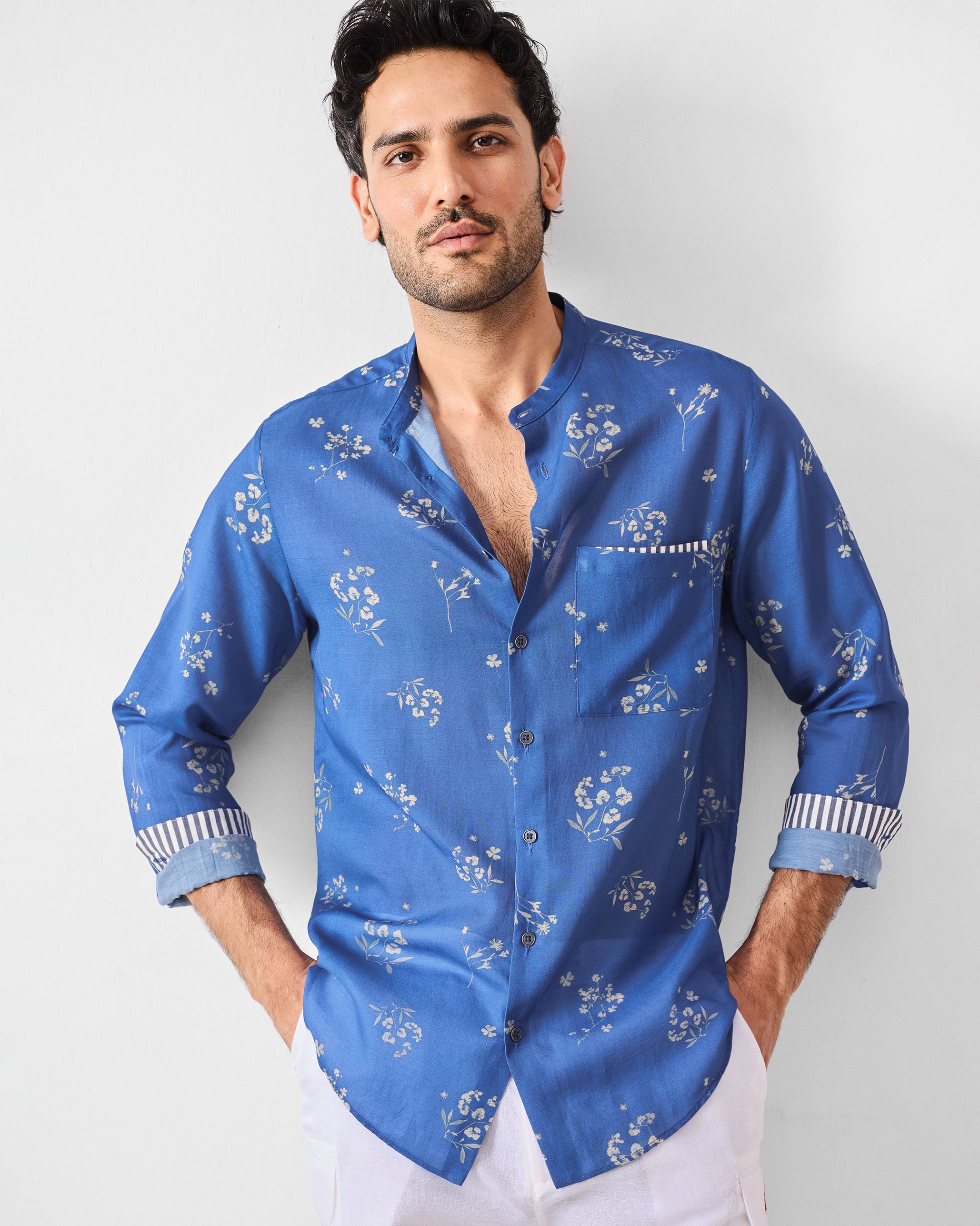 Myanmar Shirt - Navy Printed