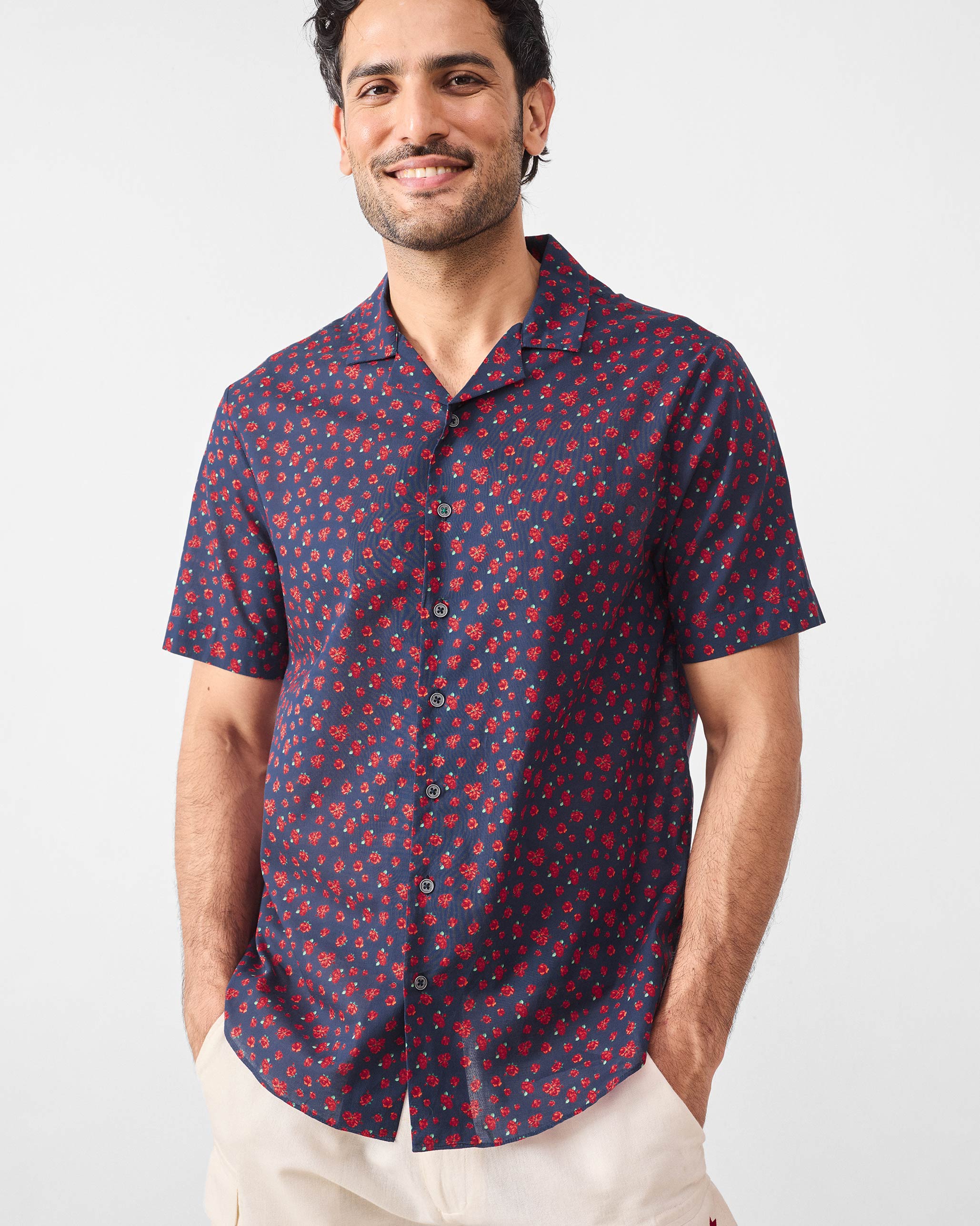 Mistari Shirt - Navy Printed