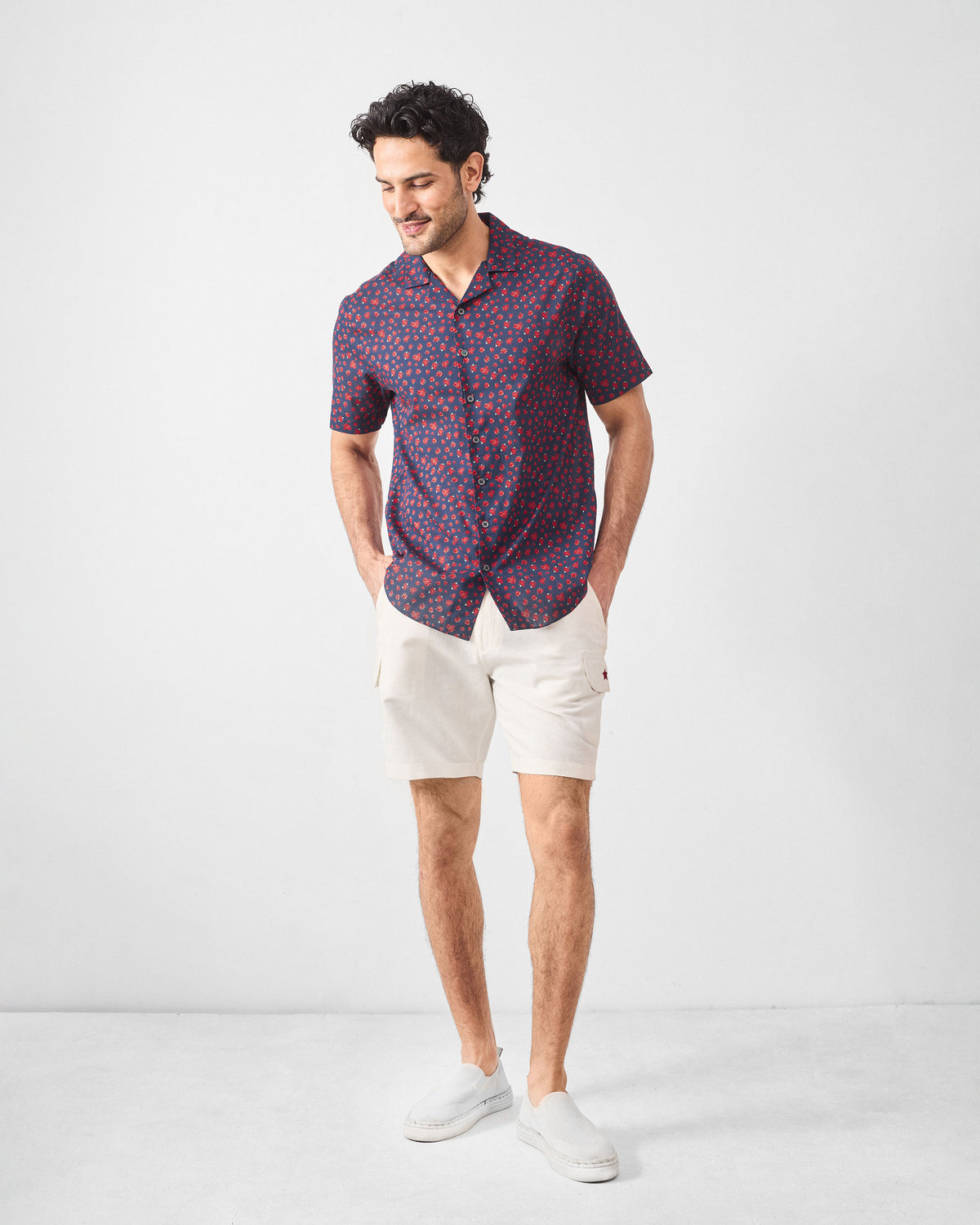 Mistari Shirt - Navy Printed