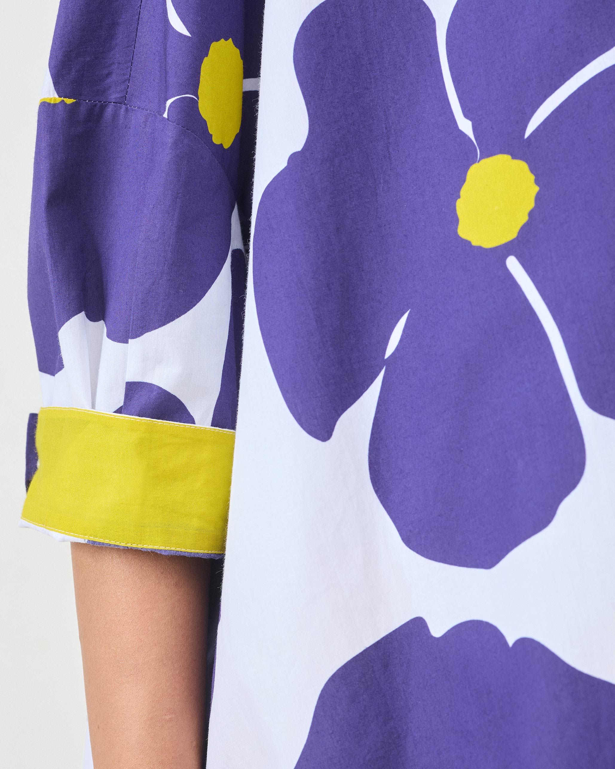 Boxy Shirt - Purple & White Print