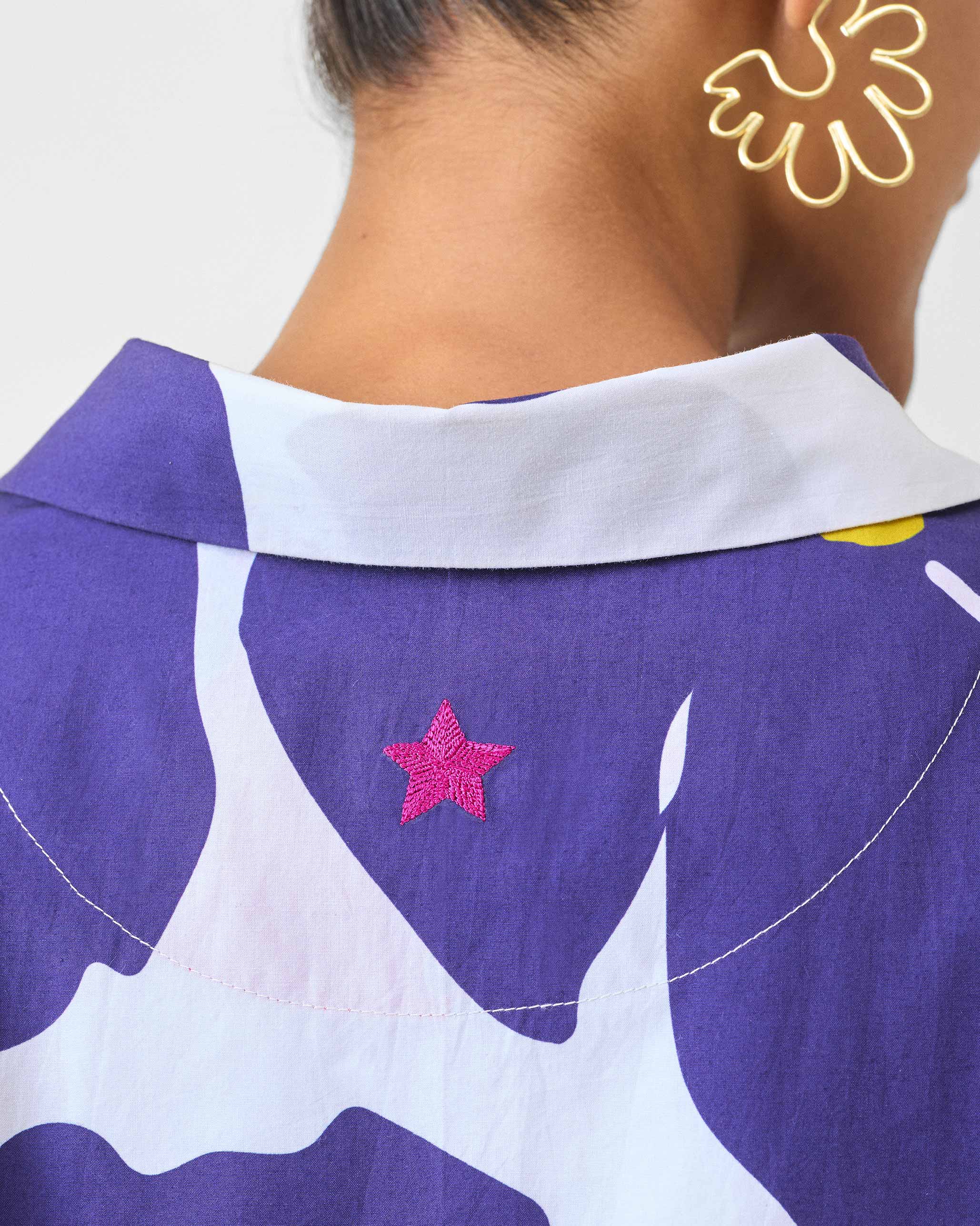 Boxy Shirt - Purple & White Print