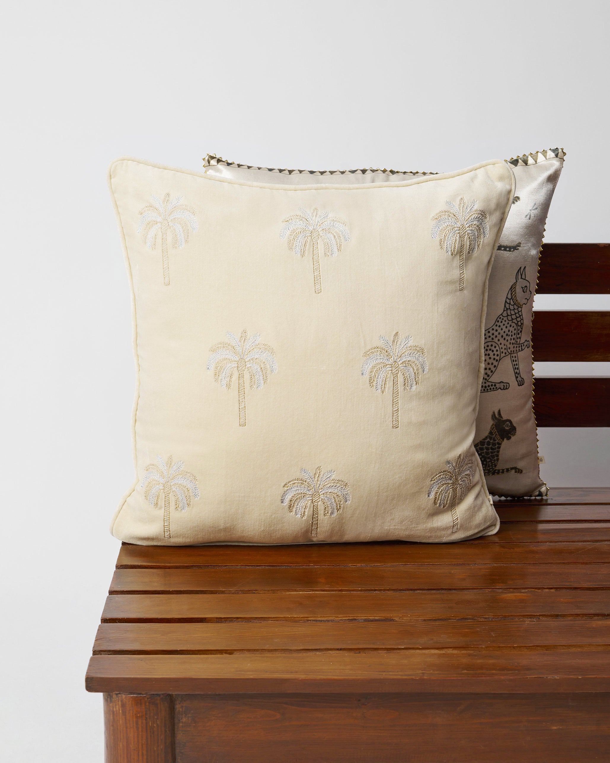 Palm Shimmer Cushion Cover - Ivory