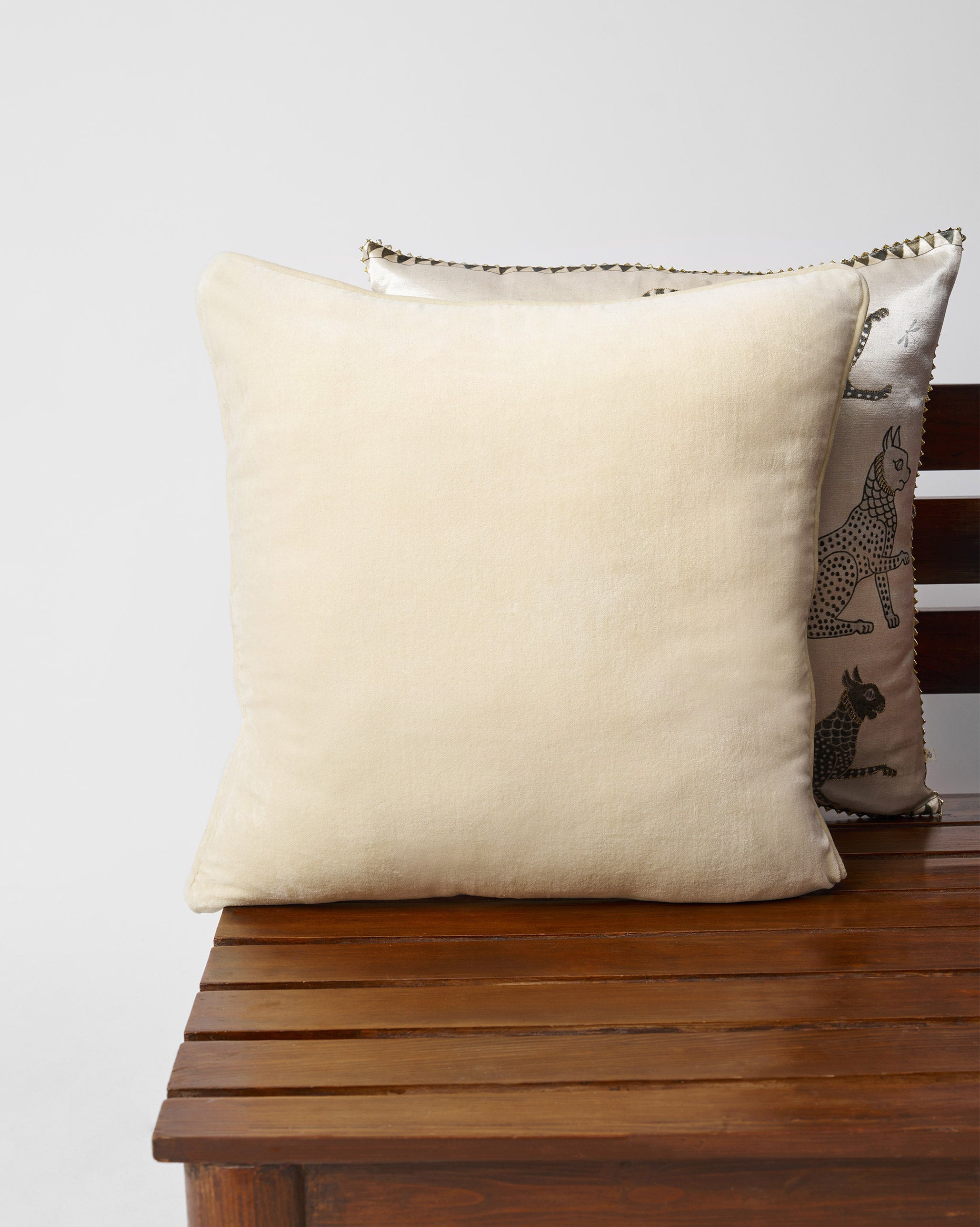 Palm Shimmer Cushion Cover - Ivory