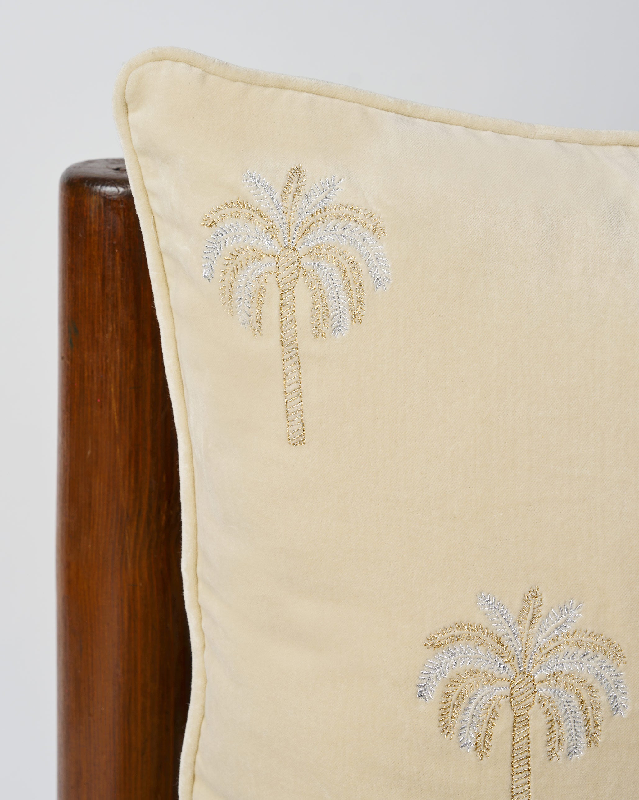 Palm Shimmer Cushion Cover - Ivory