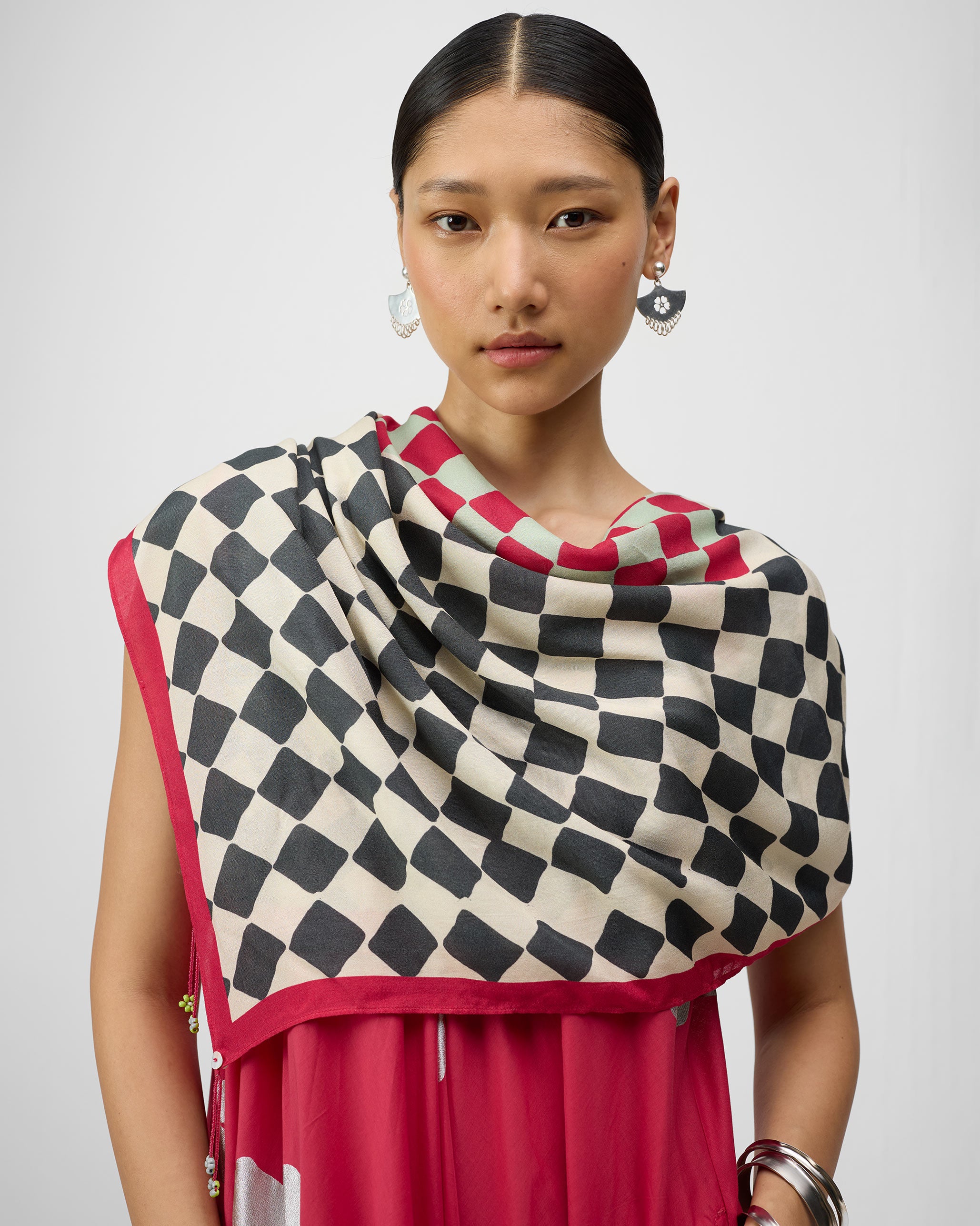 Nura Scarf - Ivory & Charcoal