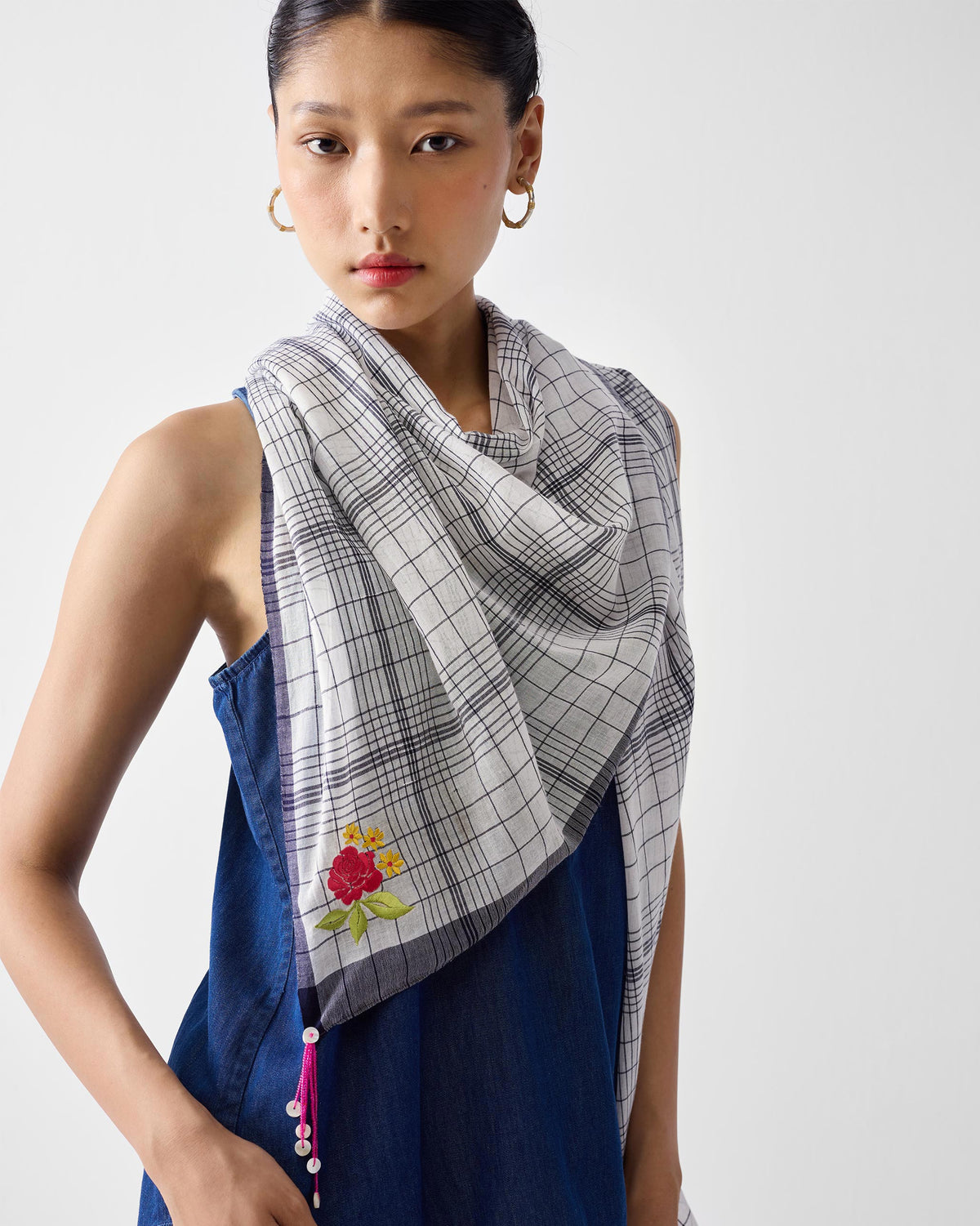 Muse Scarf - Ivory & Black
