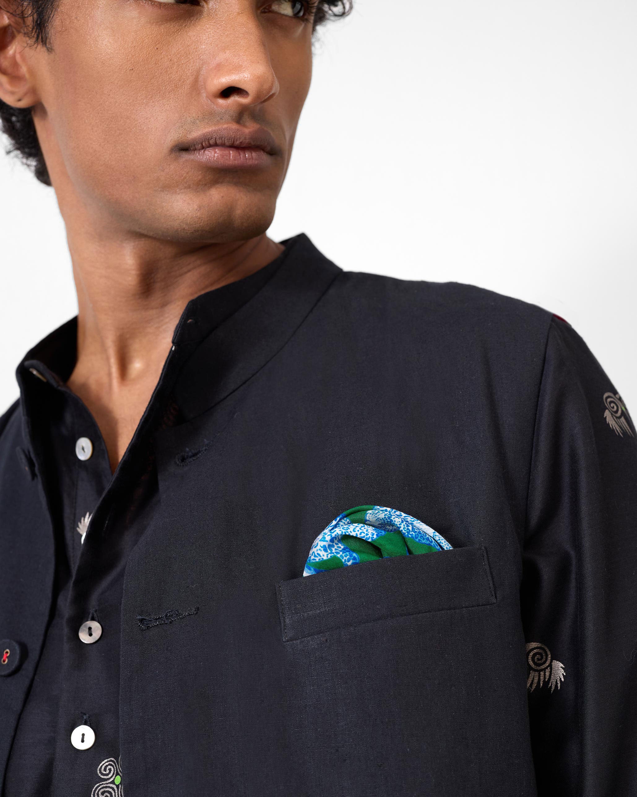 Baagh Pocket Square - Blue & Green