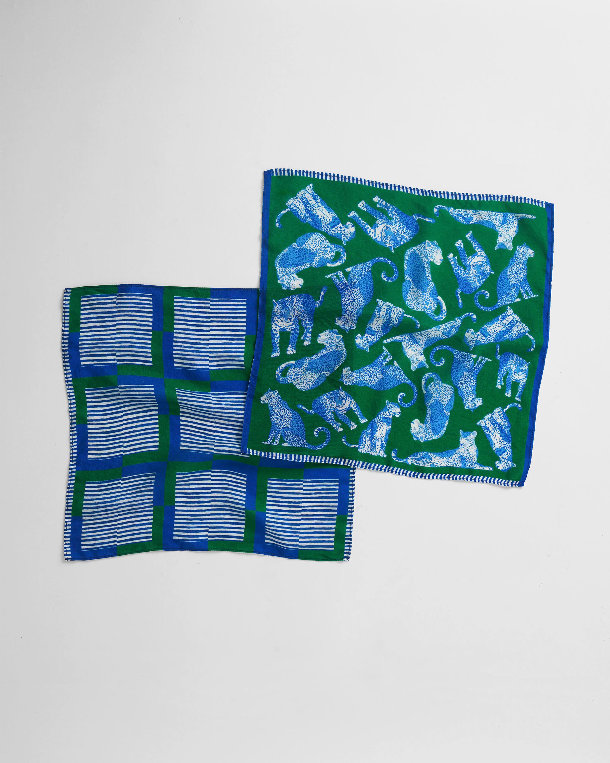 Baagh Pocket Square - Blue & Green