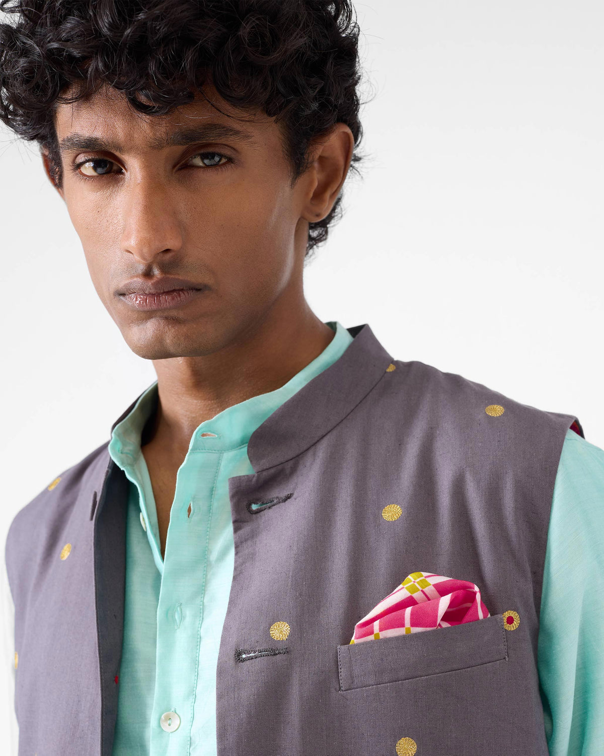 Drift Pocket Square - Yellow & Fuchsia