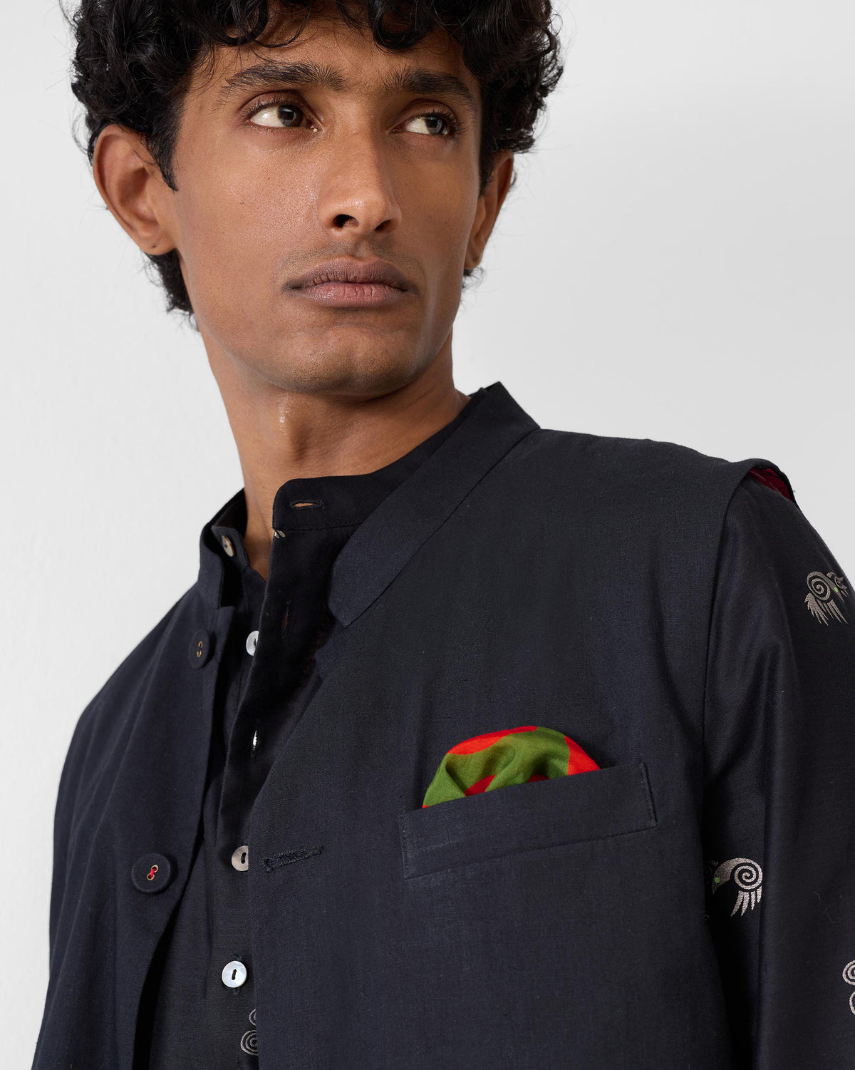 Arka Pocket Square - Olive & Red