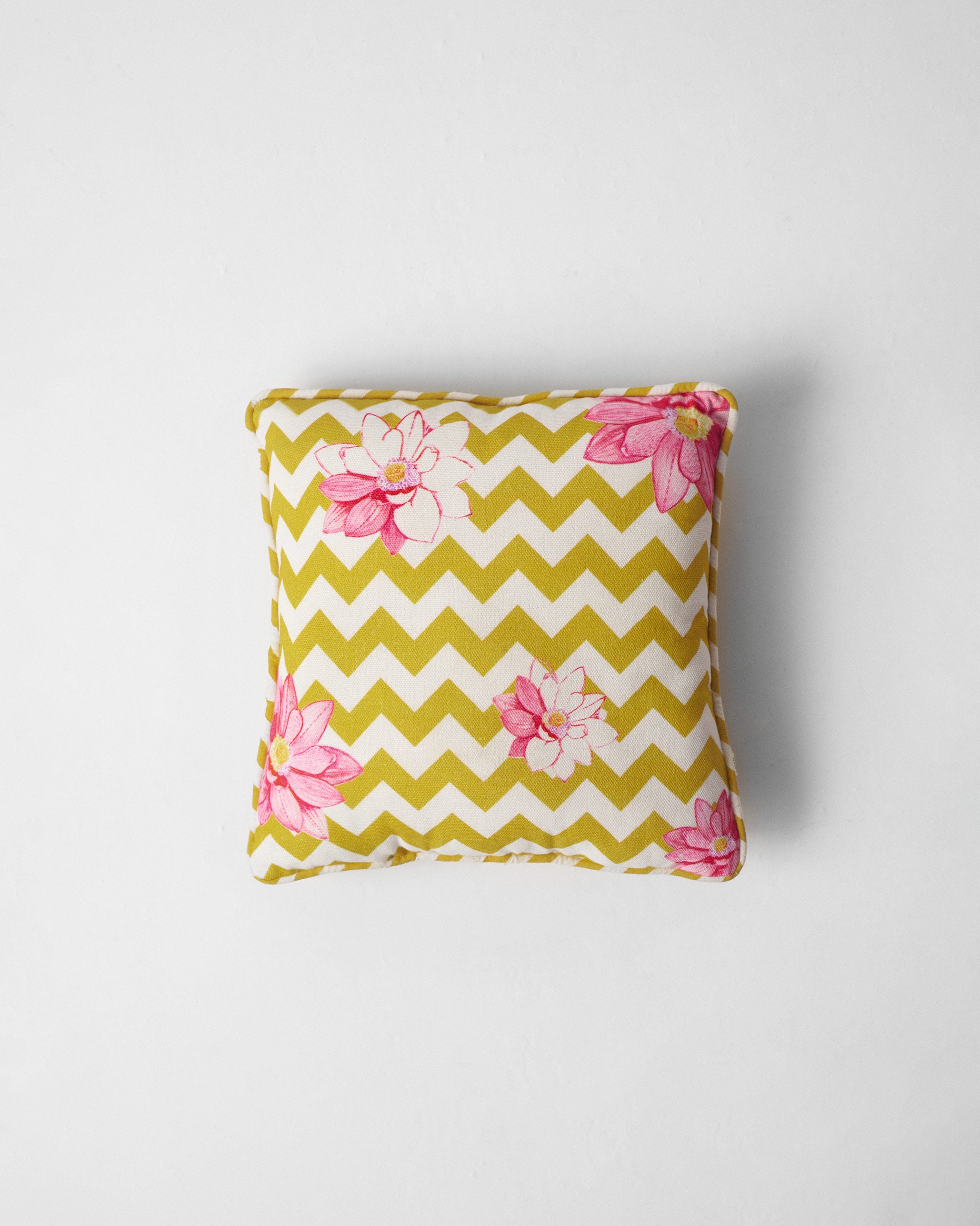 Chevron Lotus Car Cushion - Yellow