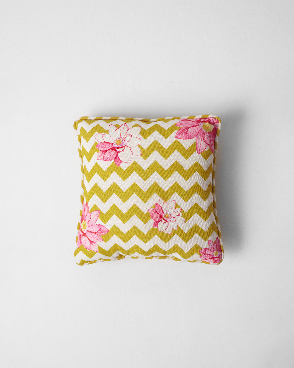 Chevron Lotus Car Cushion - Yellow