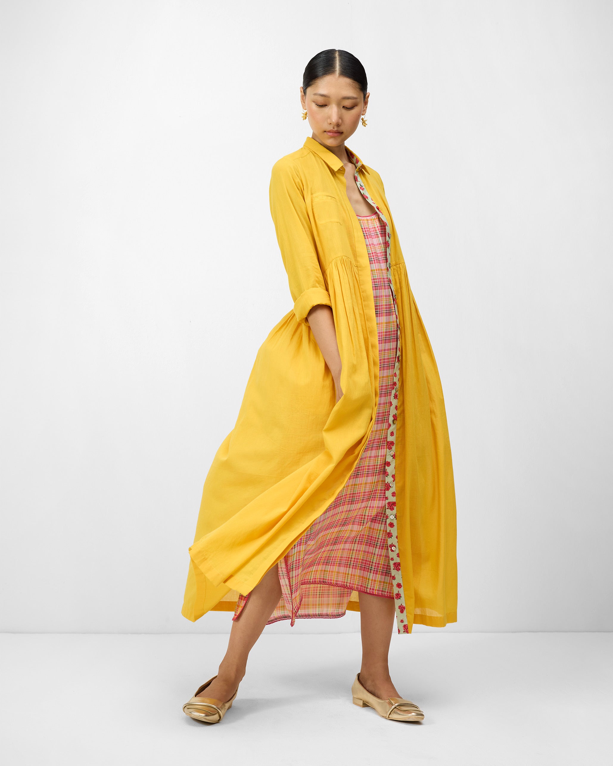 Aurora Dress with Slip - Turmeric Yellow