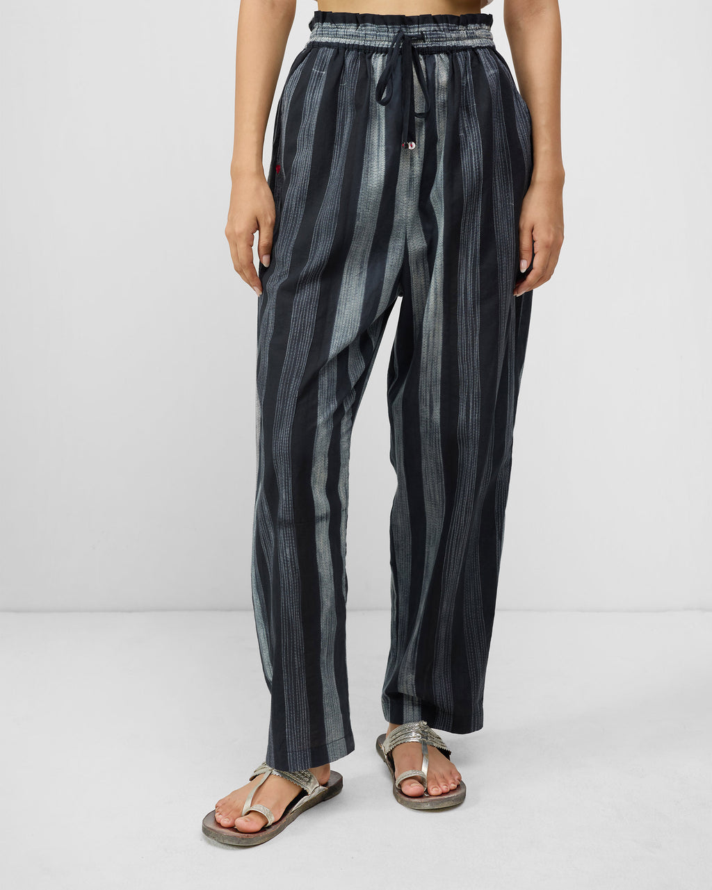 Areca Pants - Charcoal & Ivory Stripes – Nicobar