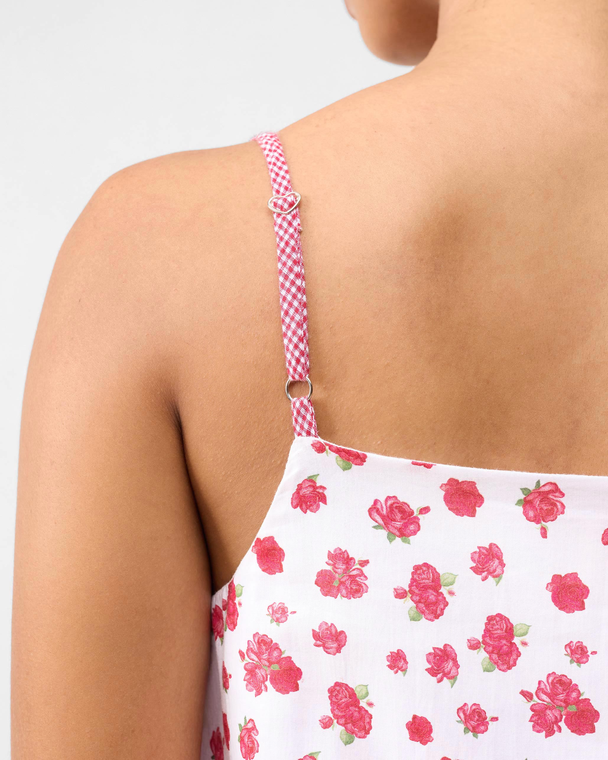 Kimsuka Dress - White & Watermelon Print