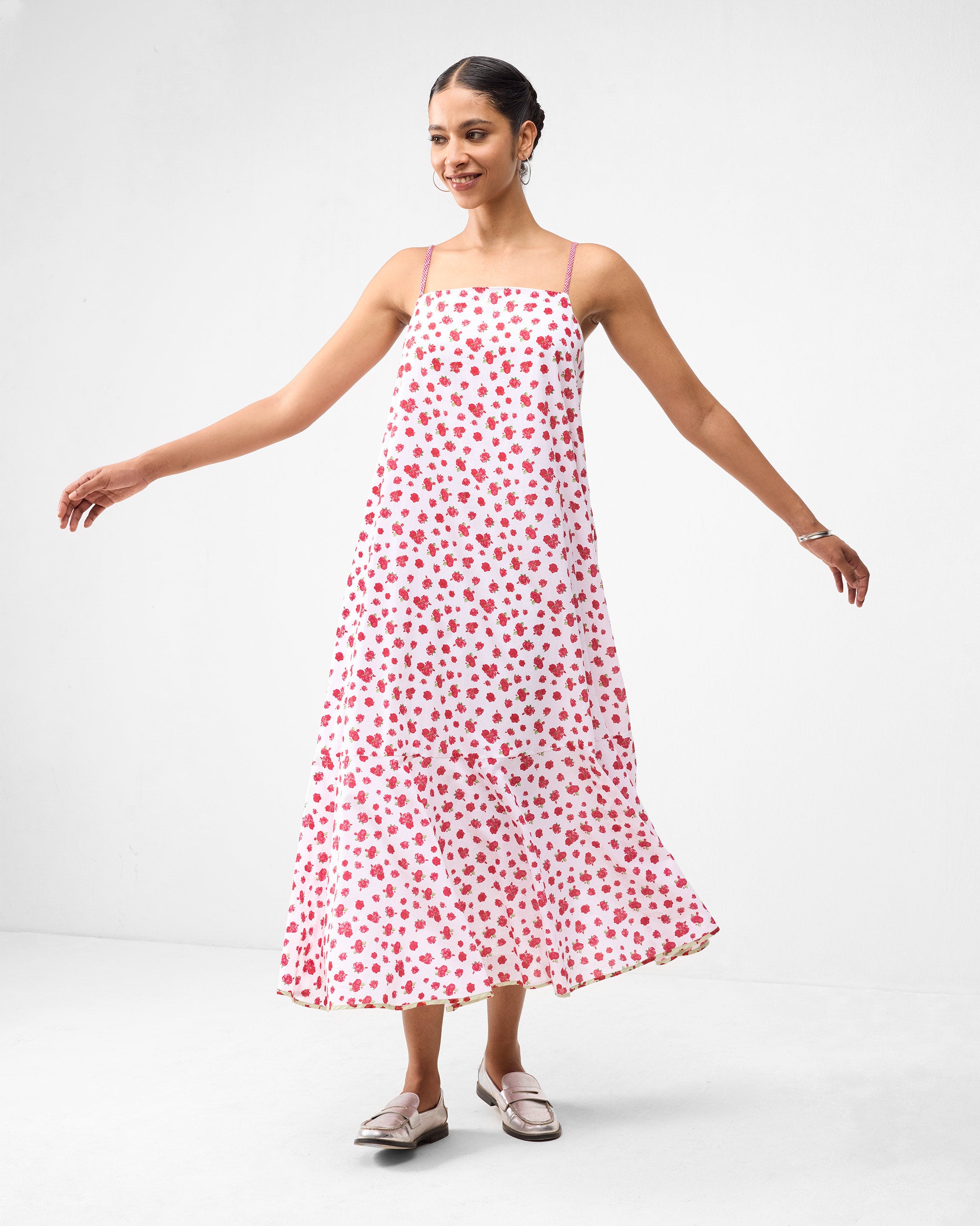Kimsuka Dress - White & Watermelon Print