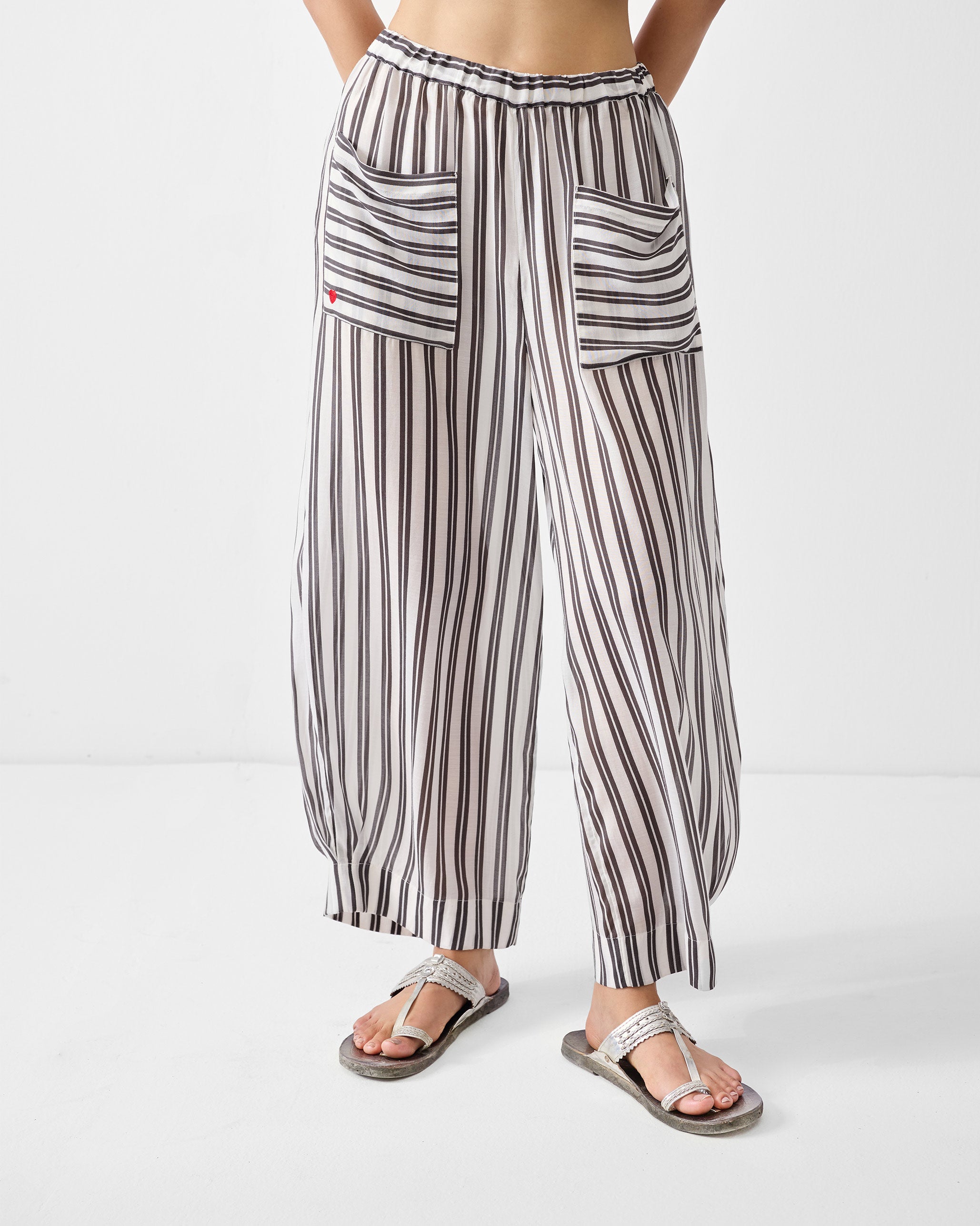 Serene Pants - Ivory & Charcoal Print