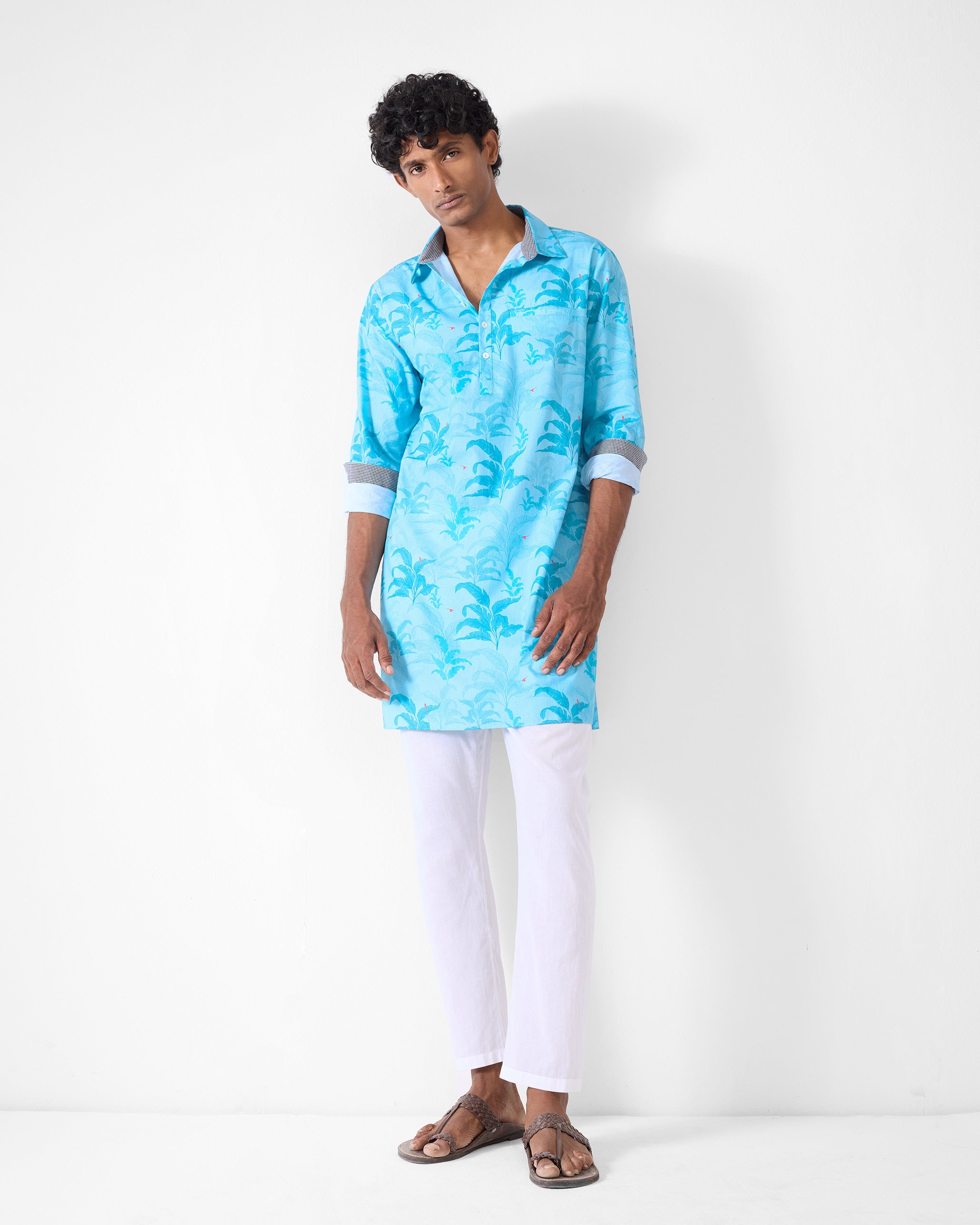 Bouquet Kurta - Light Blue