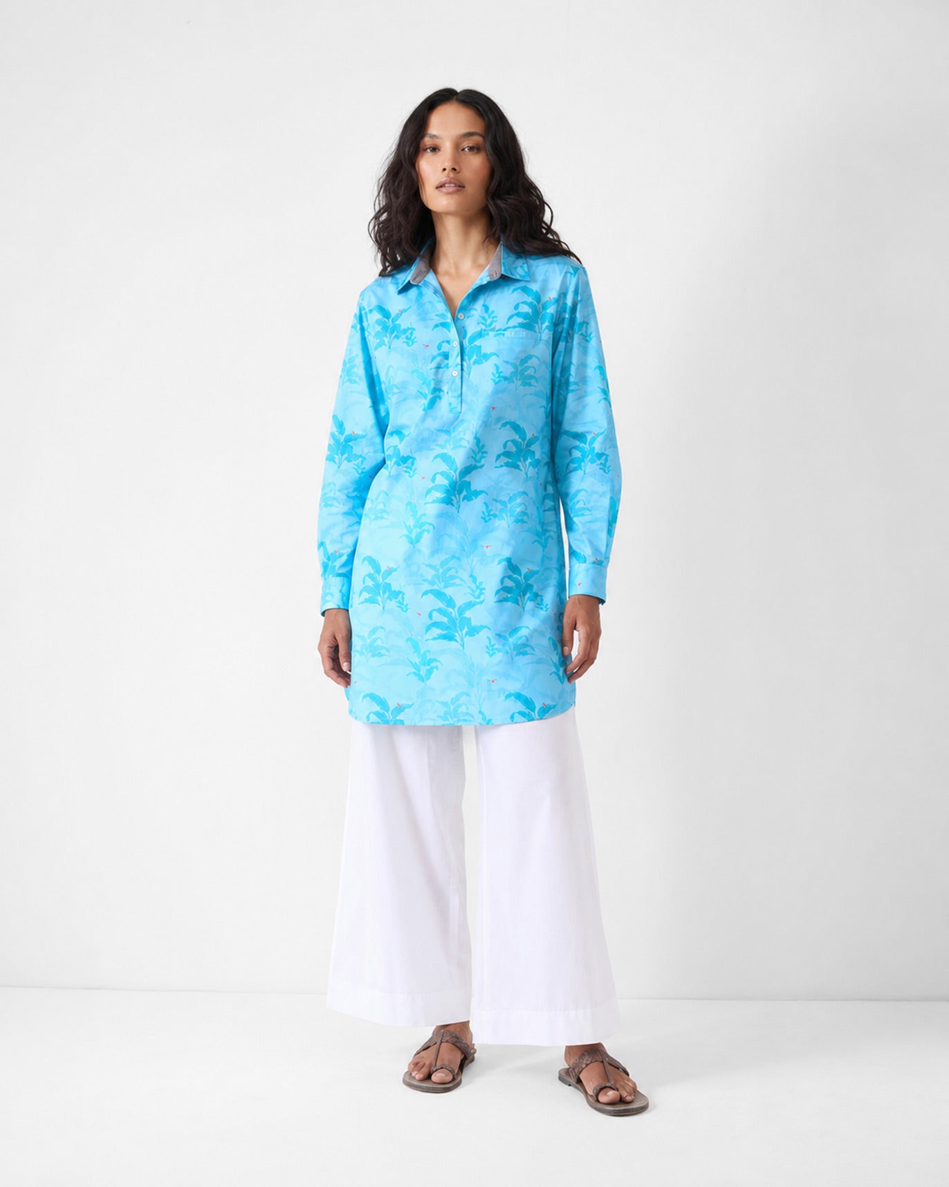 Bouquet Kurta - Light Blue