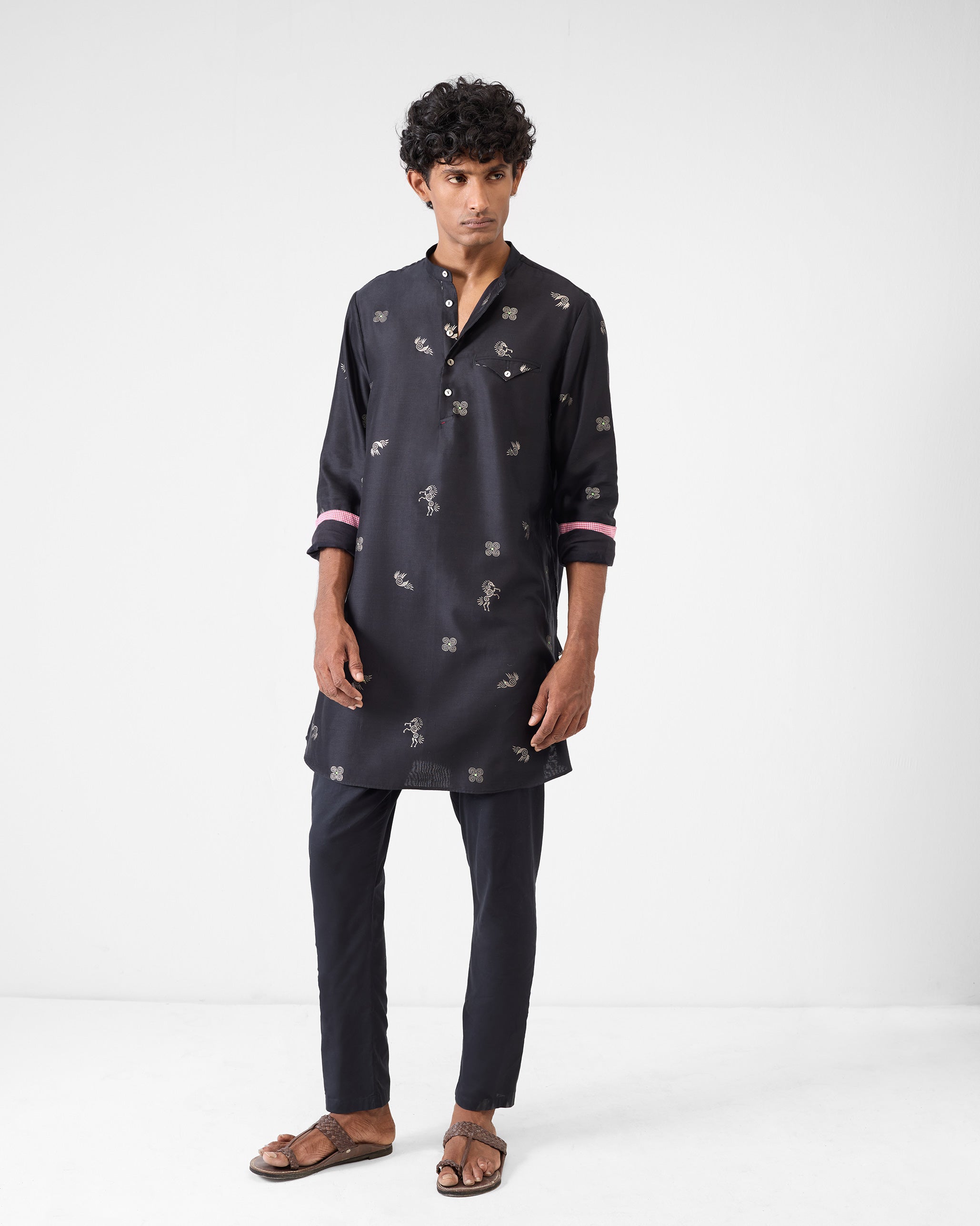 Fort Kurta - Black & Charcoal Print
