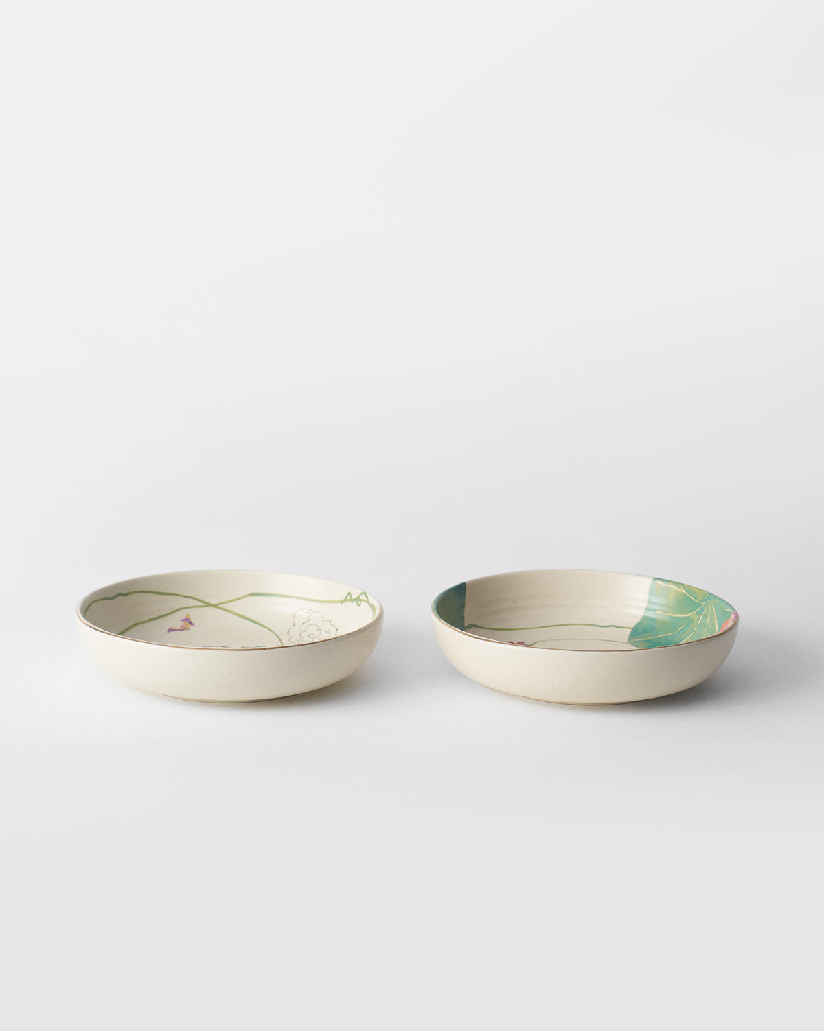 Lotus Garden Shallow Bowl - Set of 2