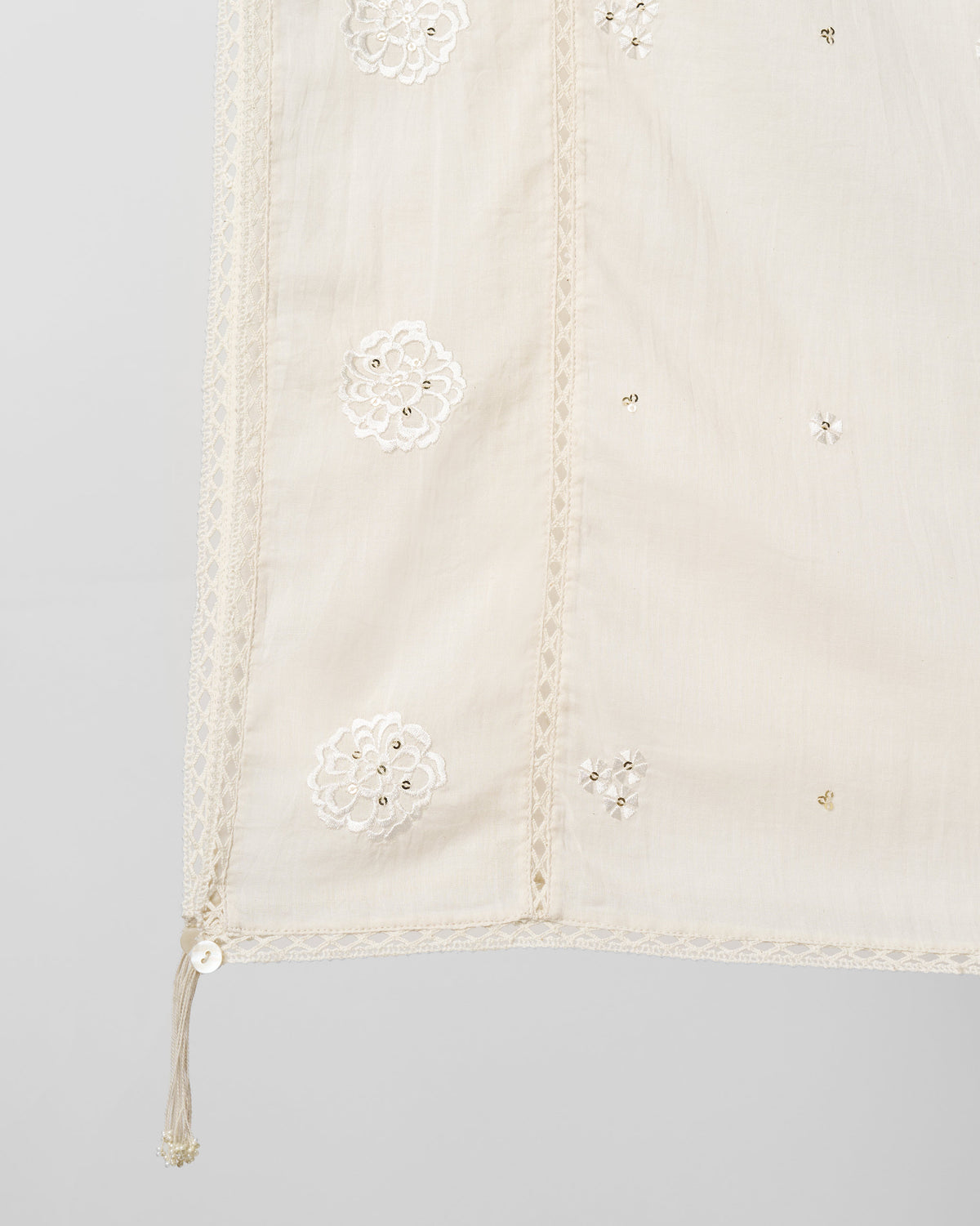 Mariegold Dupatta - Ivory Embroidered