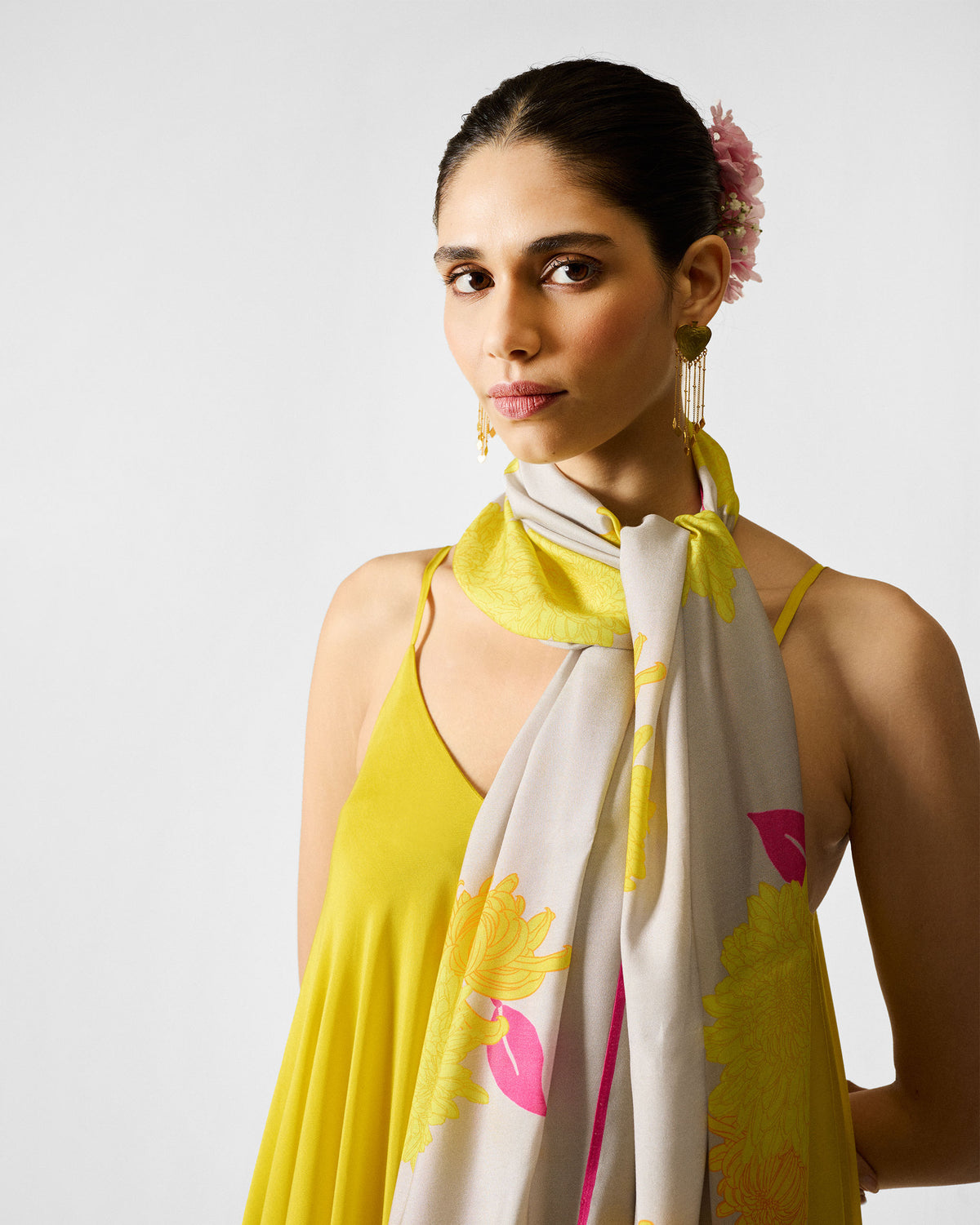 Floral Scarf - Grey