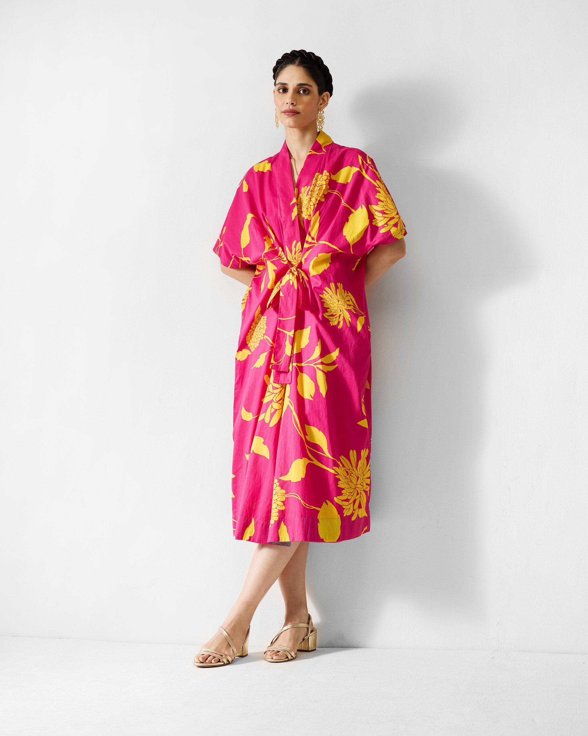 Doda Dress with Slip - Fuchsia & Lime Printed